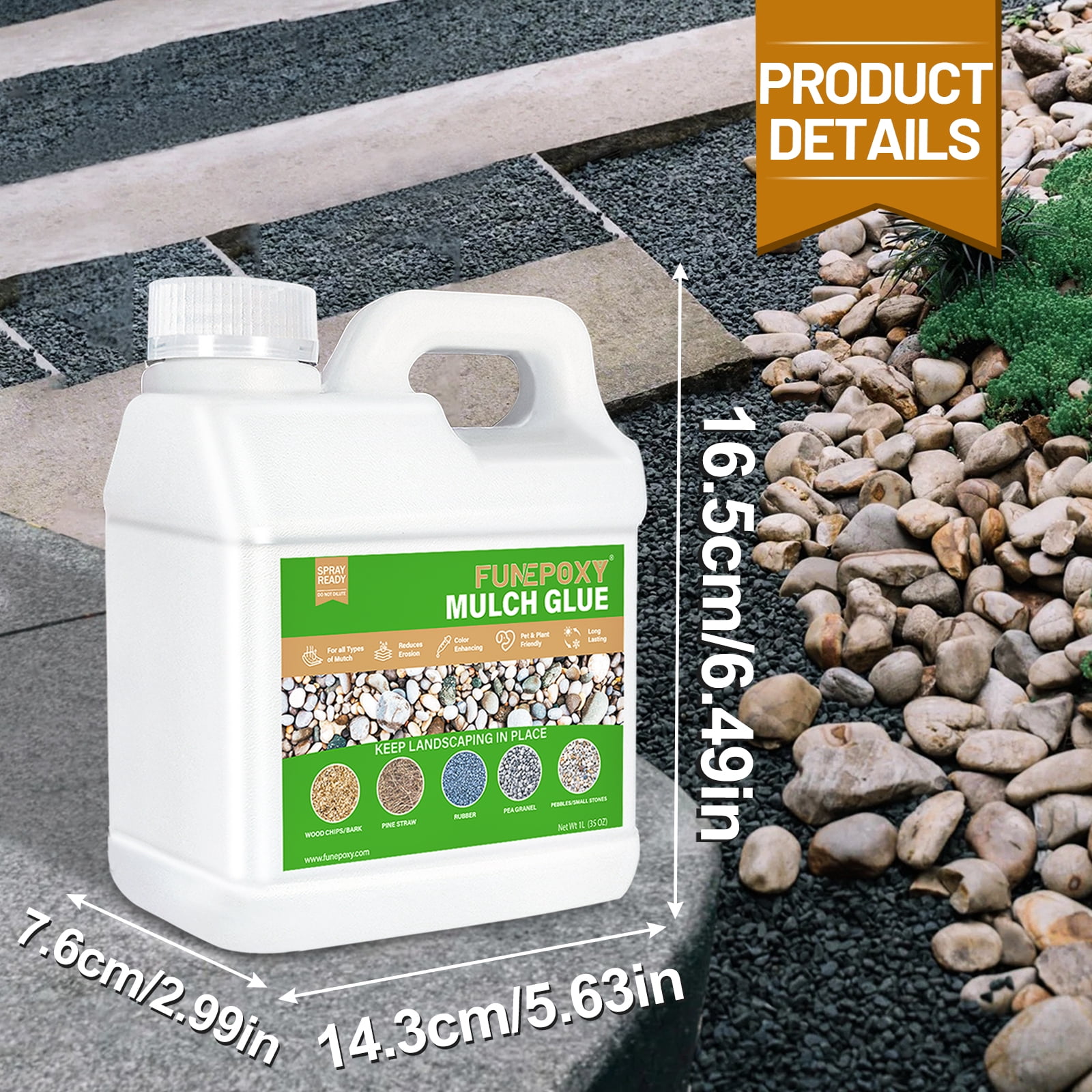 FUNEPOXY Mulch Glue Landscape Stabilizer for Gravel and Garden Paths (White, 72 oz) xwwzz