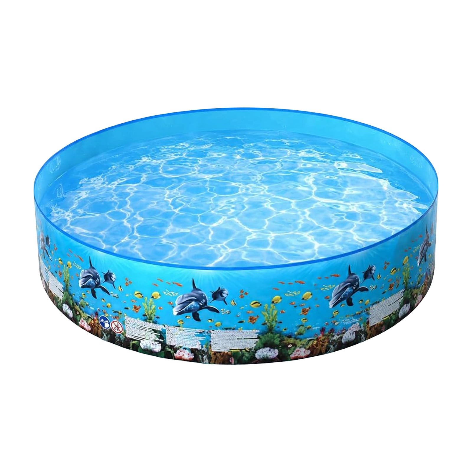 Lypsnake Inflatable Swimming Pool, Round Backyard Water Basin with Dolphin Pattern (Blue, 8 ft) usmgz