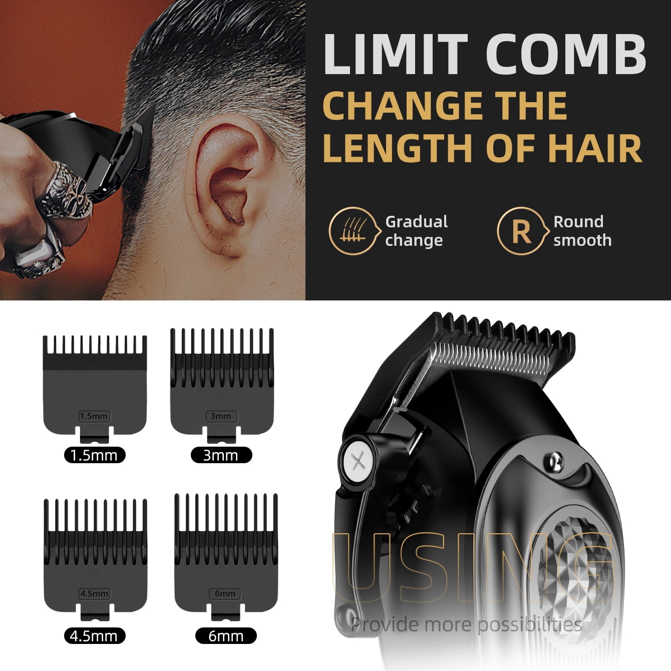 Obacre Professional Cordless Hair Clipper and Beard Trimmer Set (Black, 1 Piece) q1y7f