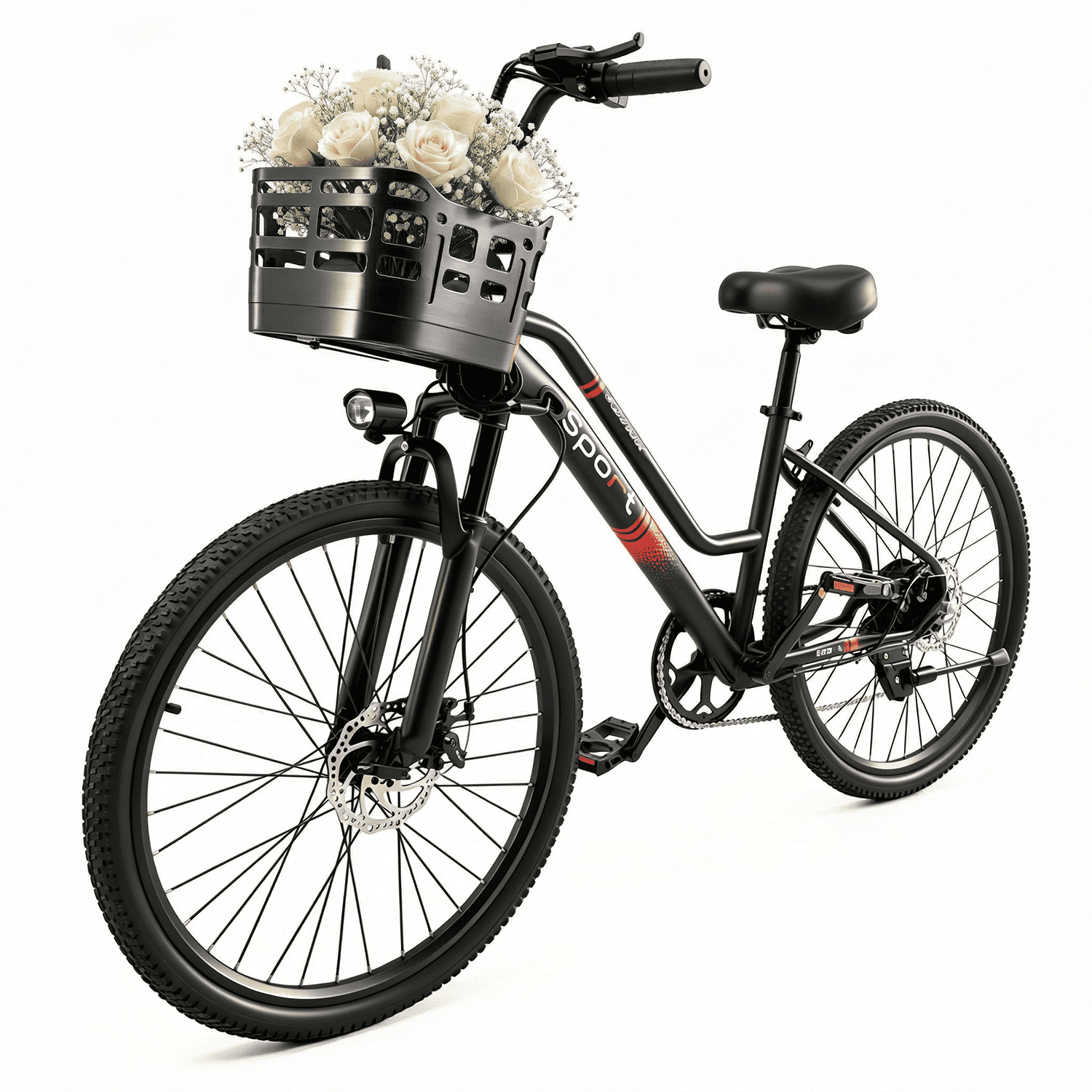 OwnGold Electric Bike for Adults, 750W Motor 25MPH Commuter Ebike with Basket (Black, 26 in) upoap
