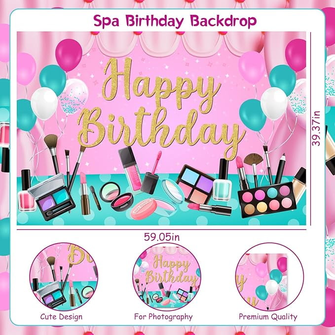 Generic Spa Birthday Party Decorations Set Makeup Themed Backdrop Balloon Garland Arch Kit (Red, 68 Piece Set) thmkb