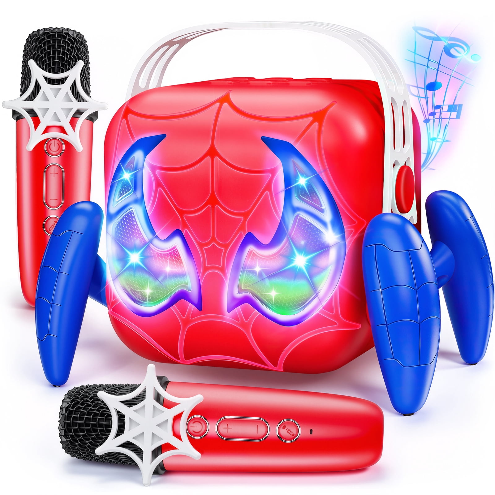 Aogsiyt Mini Karaoke Machine with 2 Wireless Microphones, Portable Bluetooth Speaker for Kids (Red, 1 Pack) vcfox