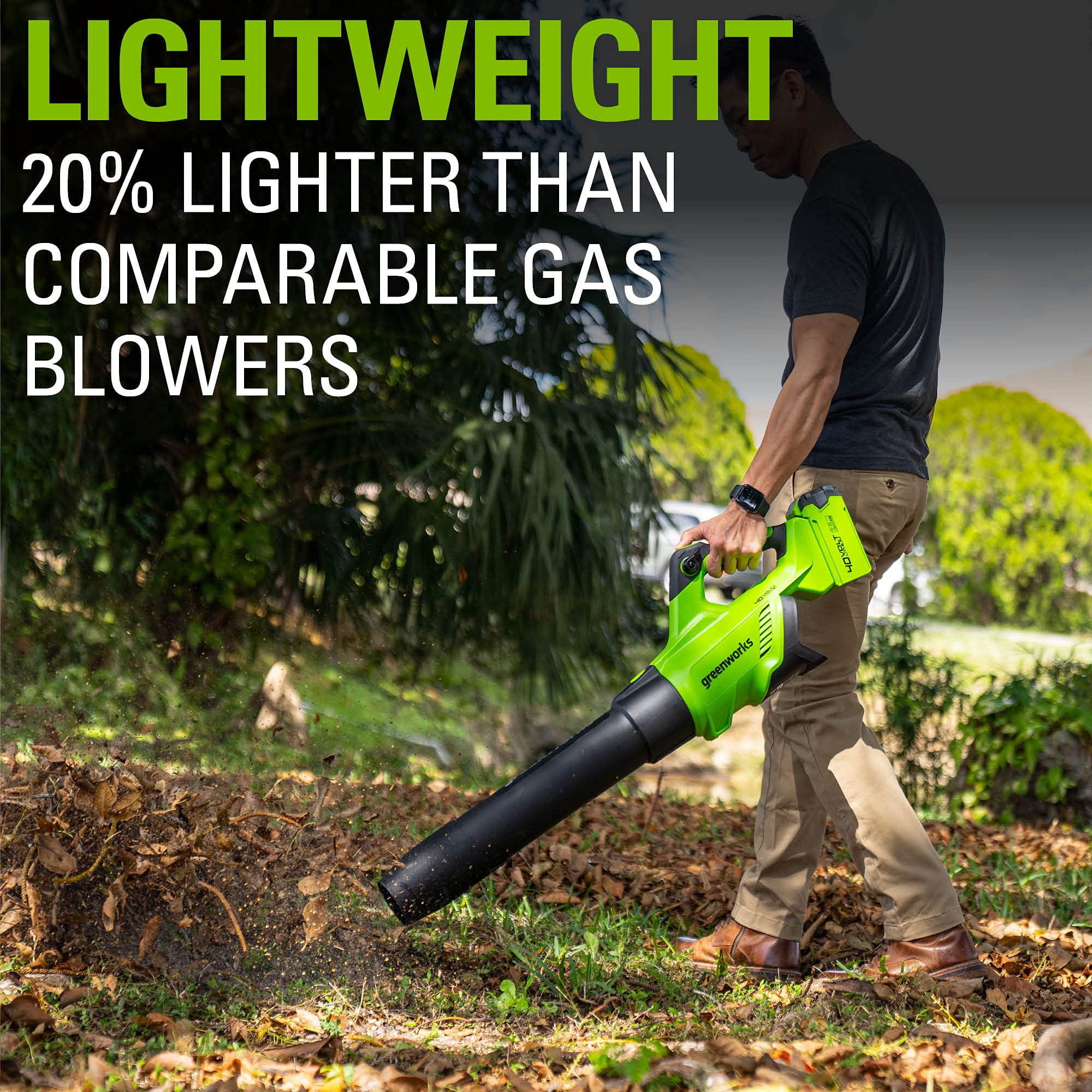 Greenworks 40V 20 in Cordless Battery Push Lawn Mower 3-Piece Combo Kit with Blower and String Trimmer (Green, 1-5.0Ah Battery and 1-2.0Ah Battery) l2ujw