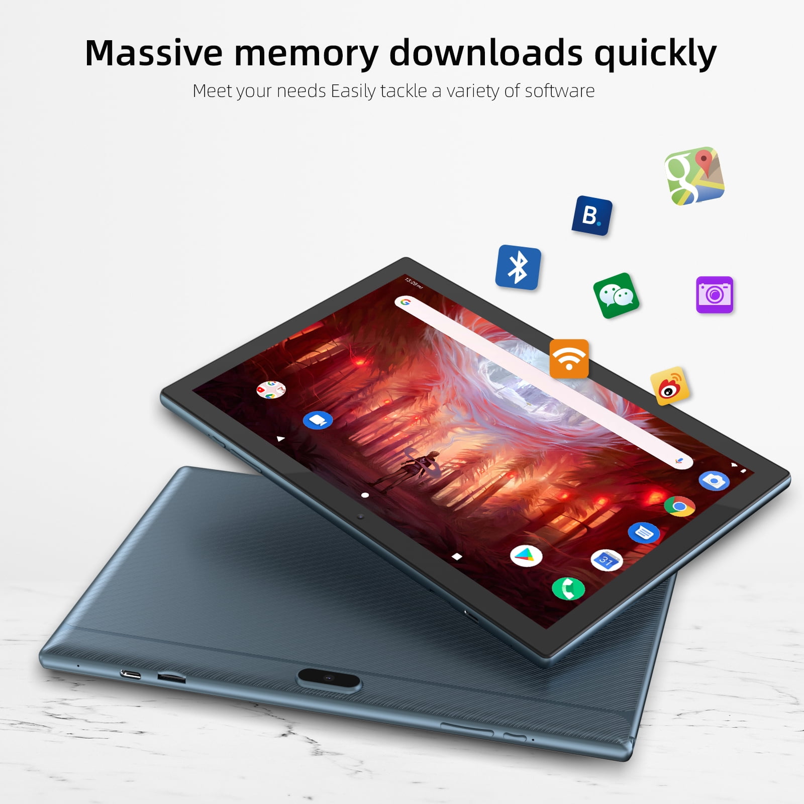 ZZB Android 14 Tablet 10.1 in HD Touch Screen, 64GB Storage, Quad-Core Processor, WiFi Enabled (Blue, 10.1 in) 3ncy3