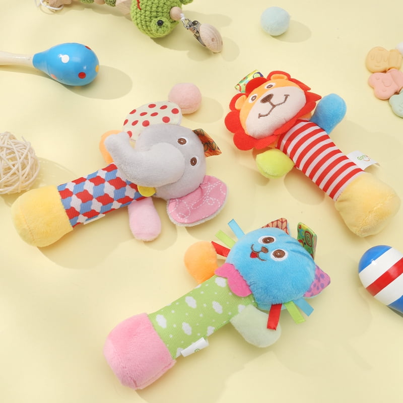 Kaboer Plush Animal Sensory Rattle Toy Set (3 Pack) h5g8u