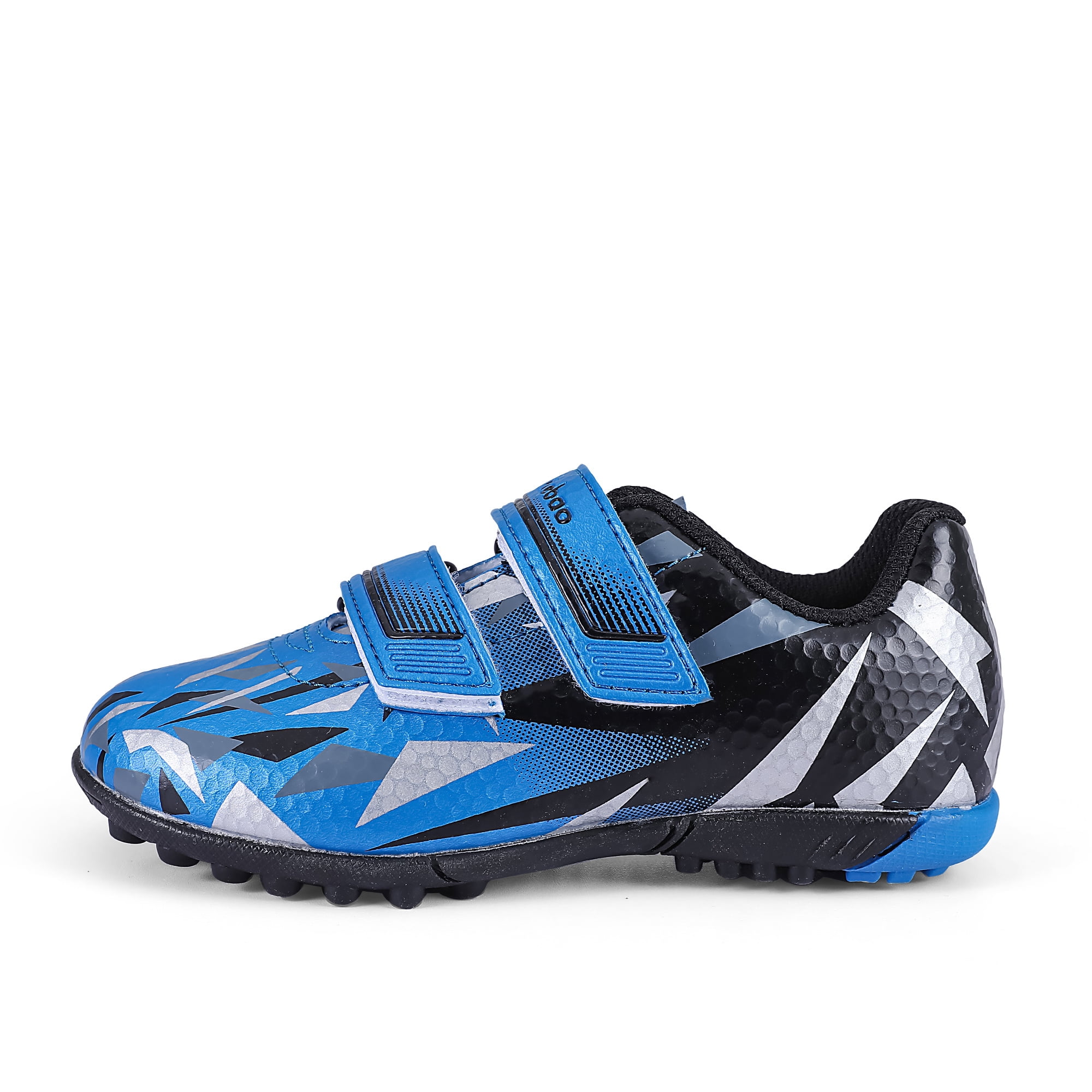 MiFeloo Kids Soccer Cleats Outdoor Football Turf Athletic Shoes (Black/Blue, 12 US Little Kid) 42aza