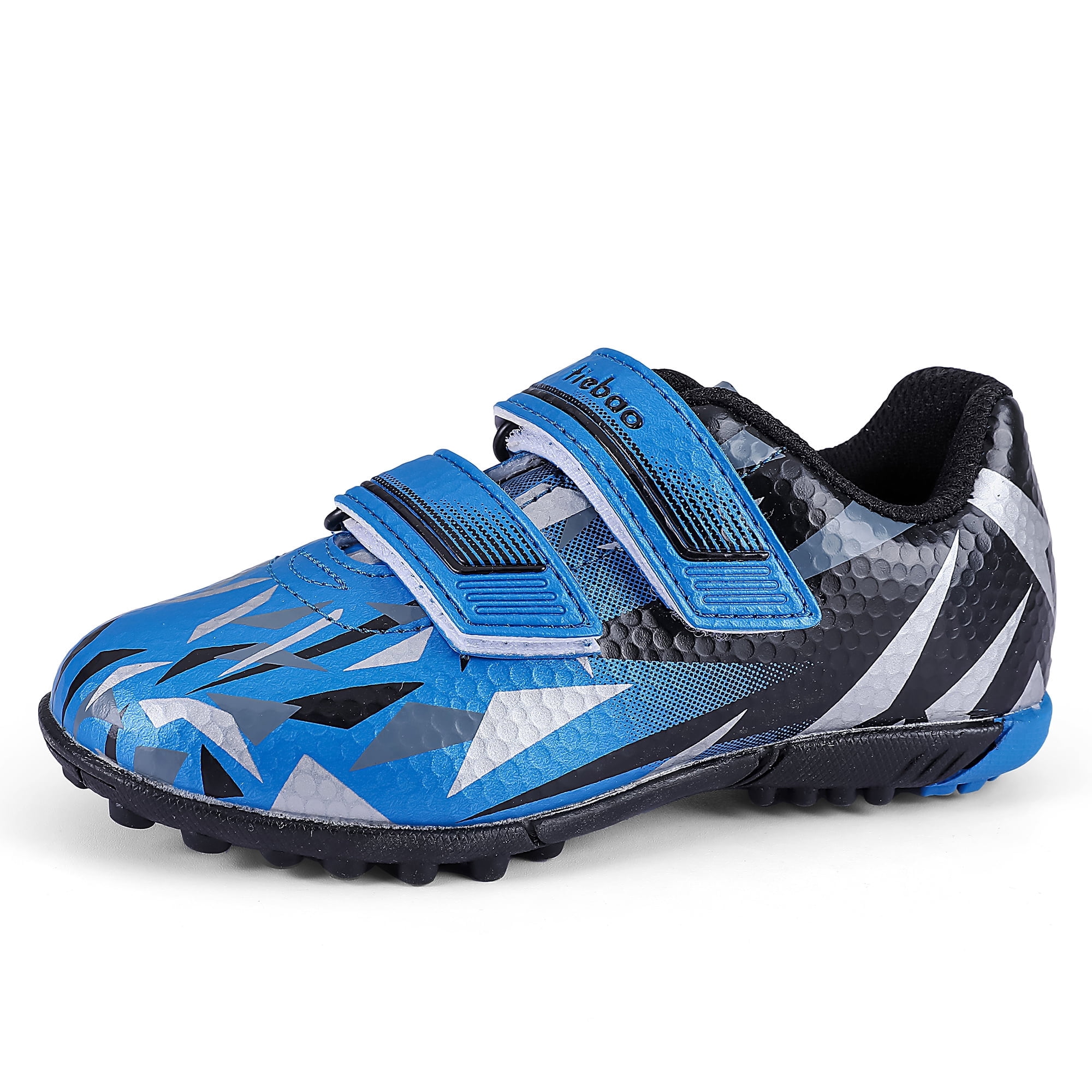 MiFeloo Kids Soccer Cleats Outdoor Football Turf Athletic Shoes (Black/Blue, 12 US Little Kid) 42aza