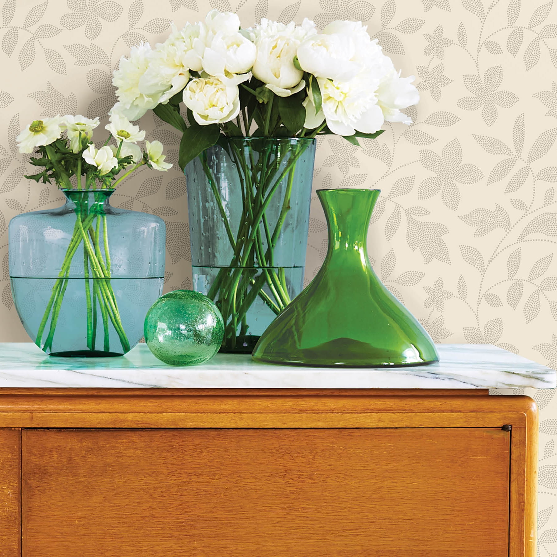 Mainstays Botanical Peel and Stick Wallpaper, Self-Adhesive Removable Wall Decor (Beige Dot, 30.75 sq ft) ff0al