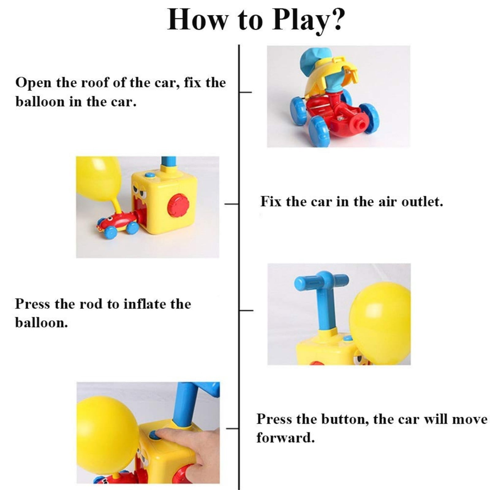 XUYAN Balloon Powered Car Inertial Power Racer Educational Science Toy (Yellow, 1 Pack) r7khj