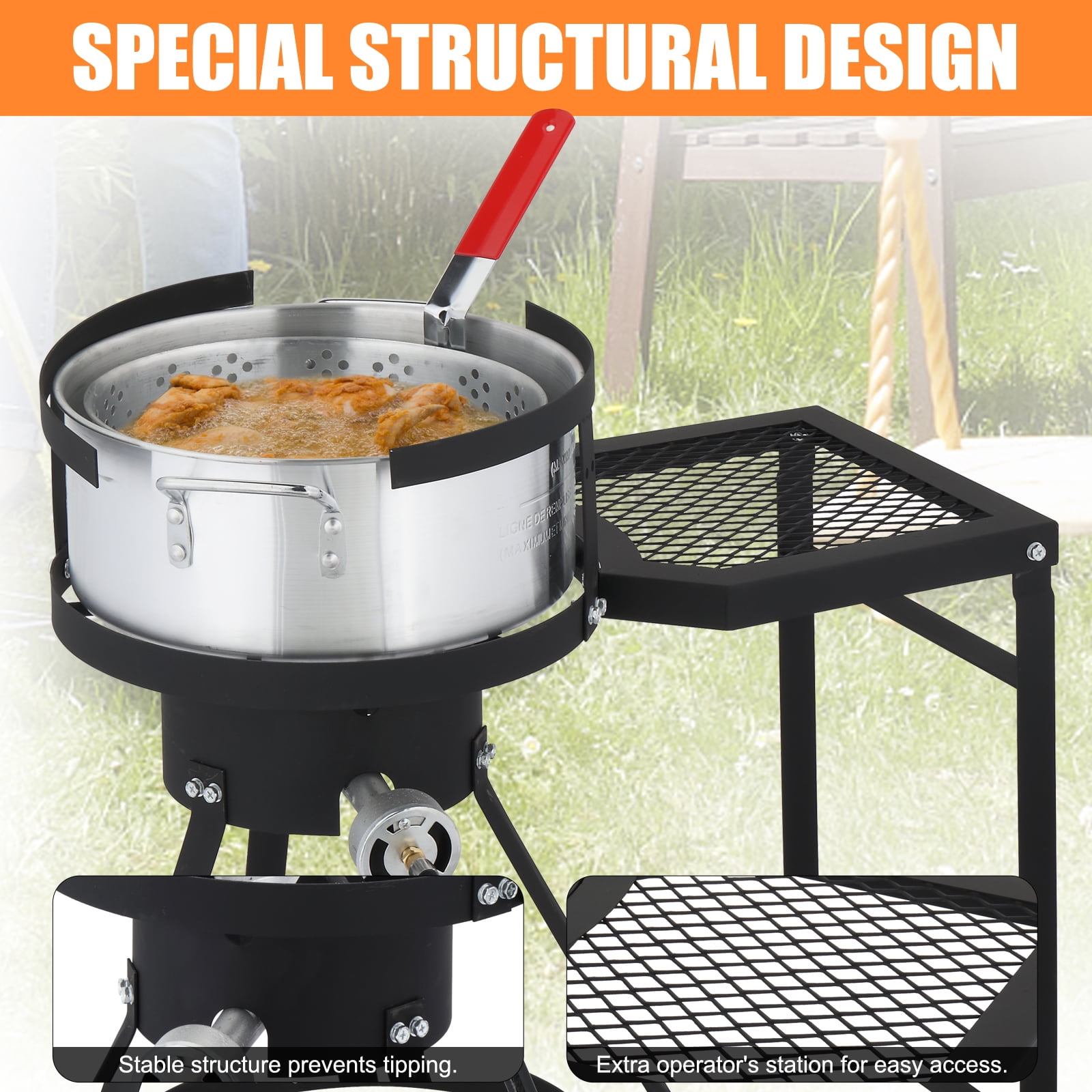 SamyoHome Aluminum Turkey Fryer Pot and Propane Burner Set (Silver, 30qt) zcfd7