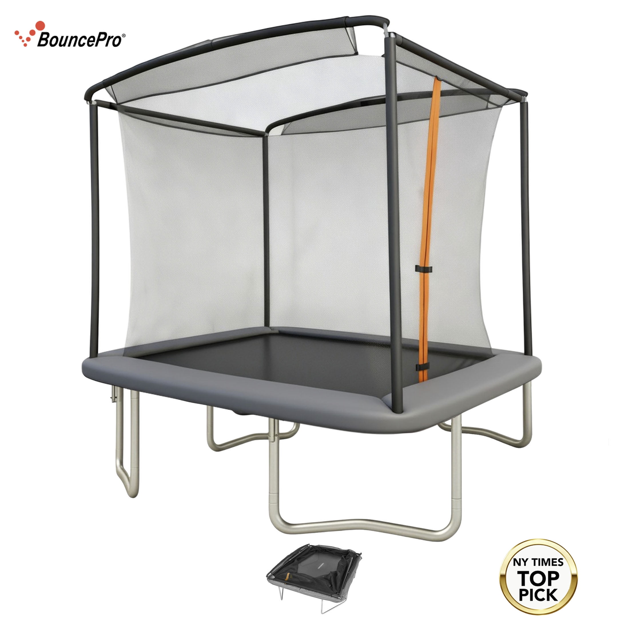 Bounce Pro 6x8 ft Rectangular Trampoline with Safety Enclosure, Heavy-Duty Rust-Resistant Steel Frame (6x8 ft) 3wcxm
