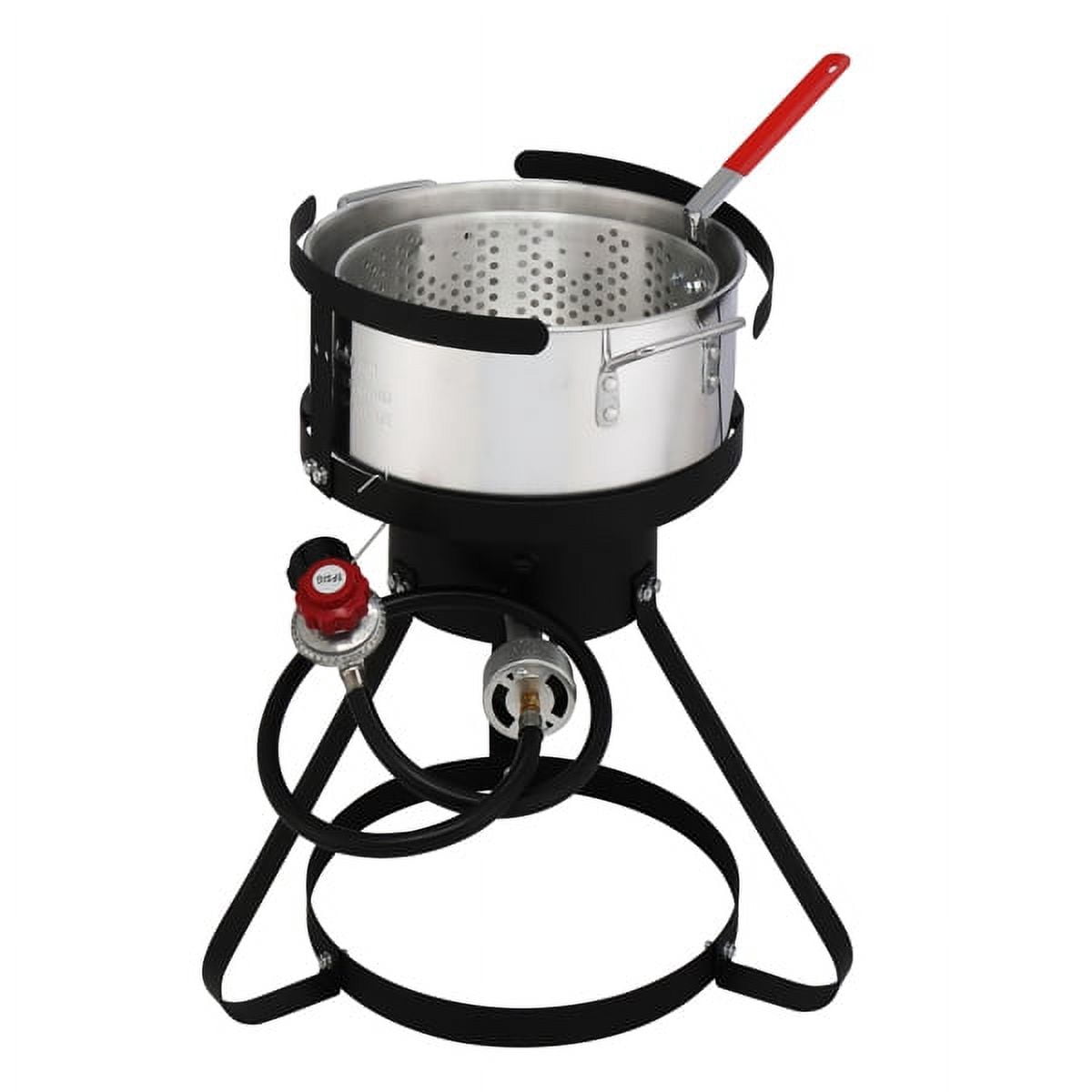 AMEEL Outdoor Gas Fryer Cooking Station with 30qt and 10qt Pots (Black, 13 in x 32 in) o1q1e