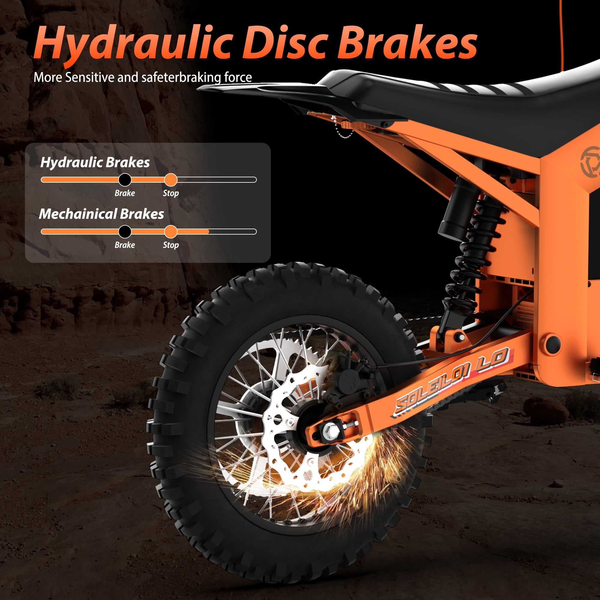TUTTIO Soleil01 LO 3000W Electric Dirt Bike, High-Torque Off-Road E-Motorcycle, UL 2849 Certified (Orange, 330 lb Max Load) wvjlj