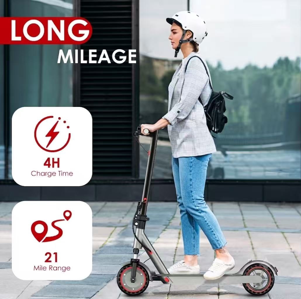 Kalorace Foldable Electric Scooter for Adults, 350W Motorized Commuter E-Scooter with Dual Suspension (Red, 8.5 in) pyb0h