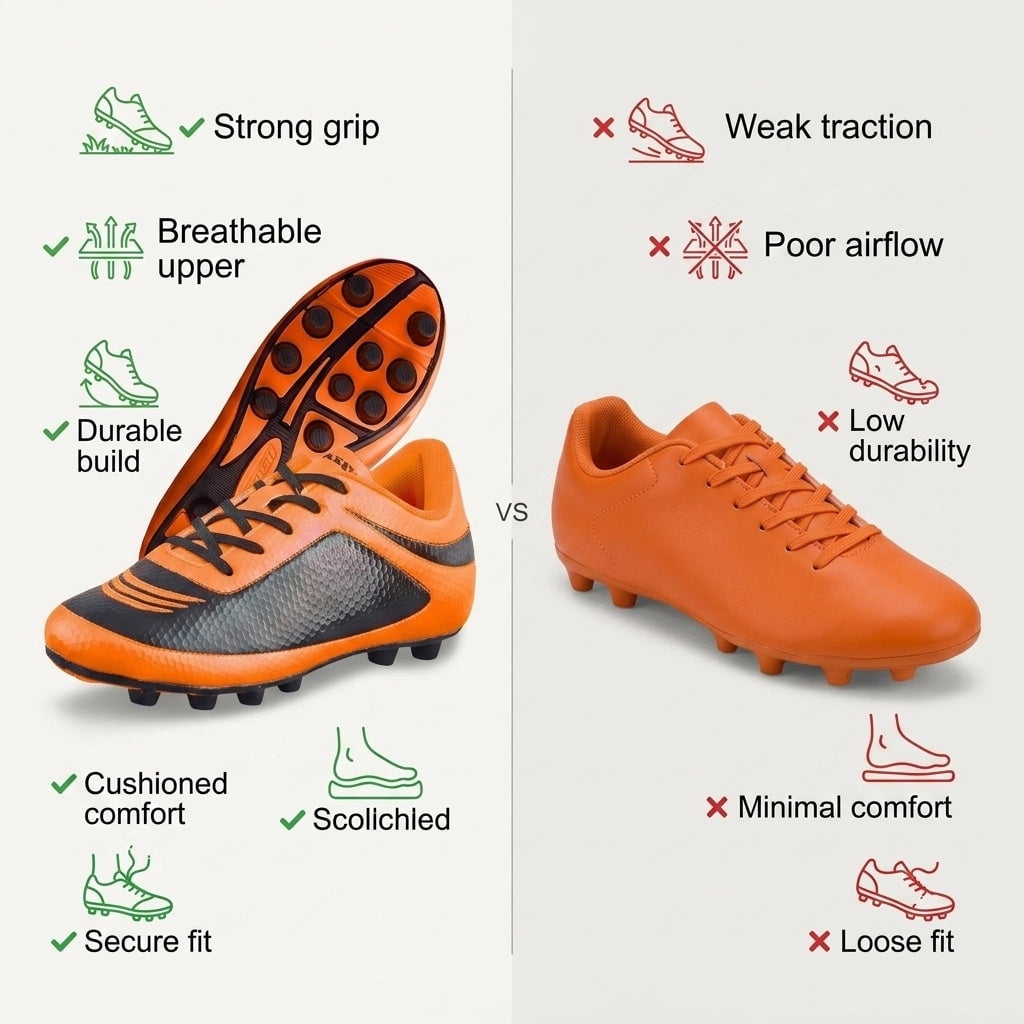 Vizari Infinity Soccer Cleats for Kids Lightweight Firm Ground Athletic Shoes (Orange, 5.5) xjqii