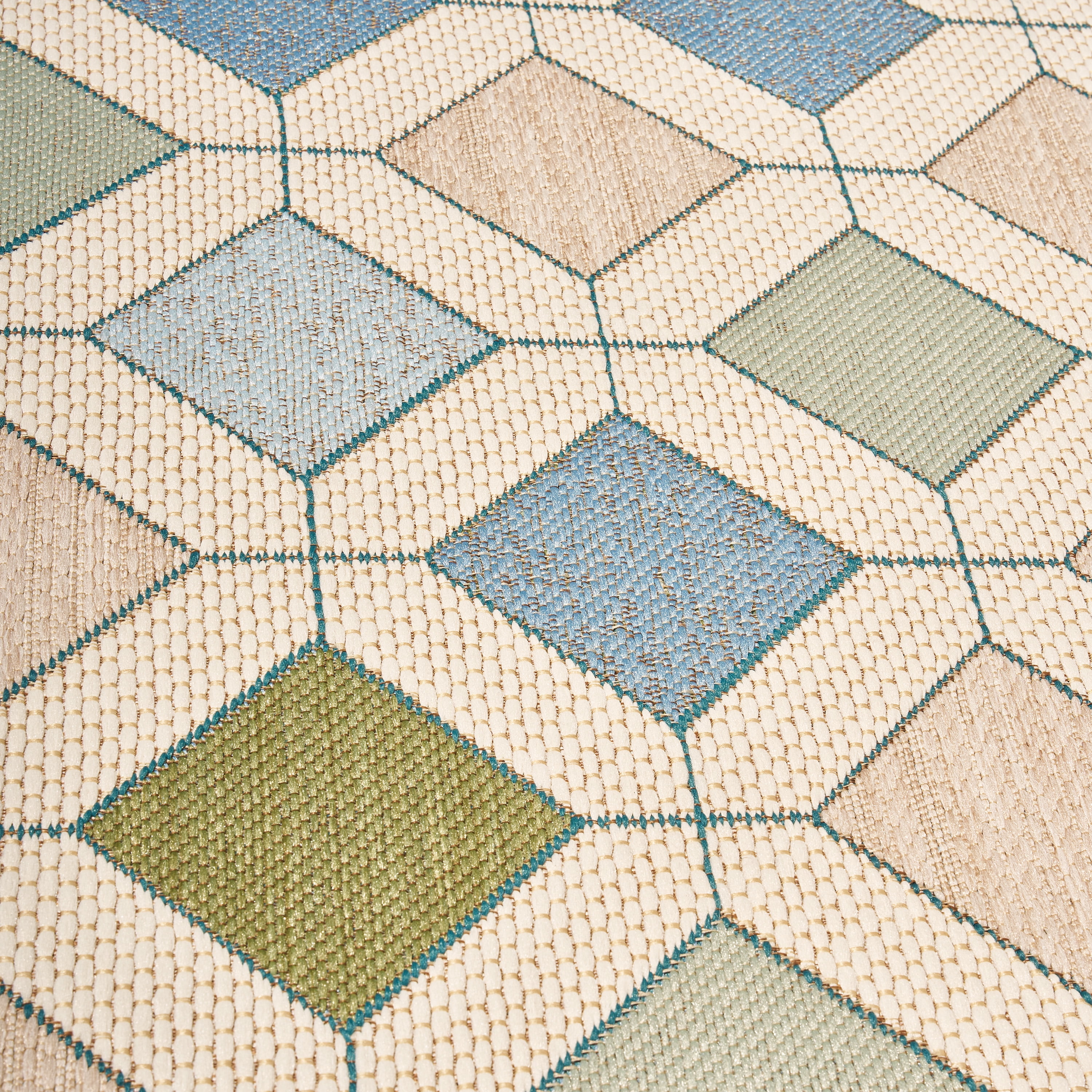Beautiful by Drew Barrymore Tiles Outdoor Rug (Blue, 5 ft x 7 ft) ga2i4