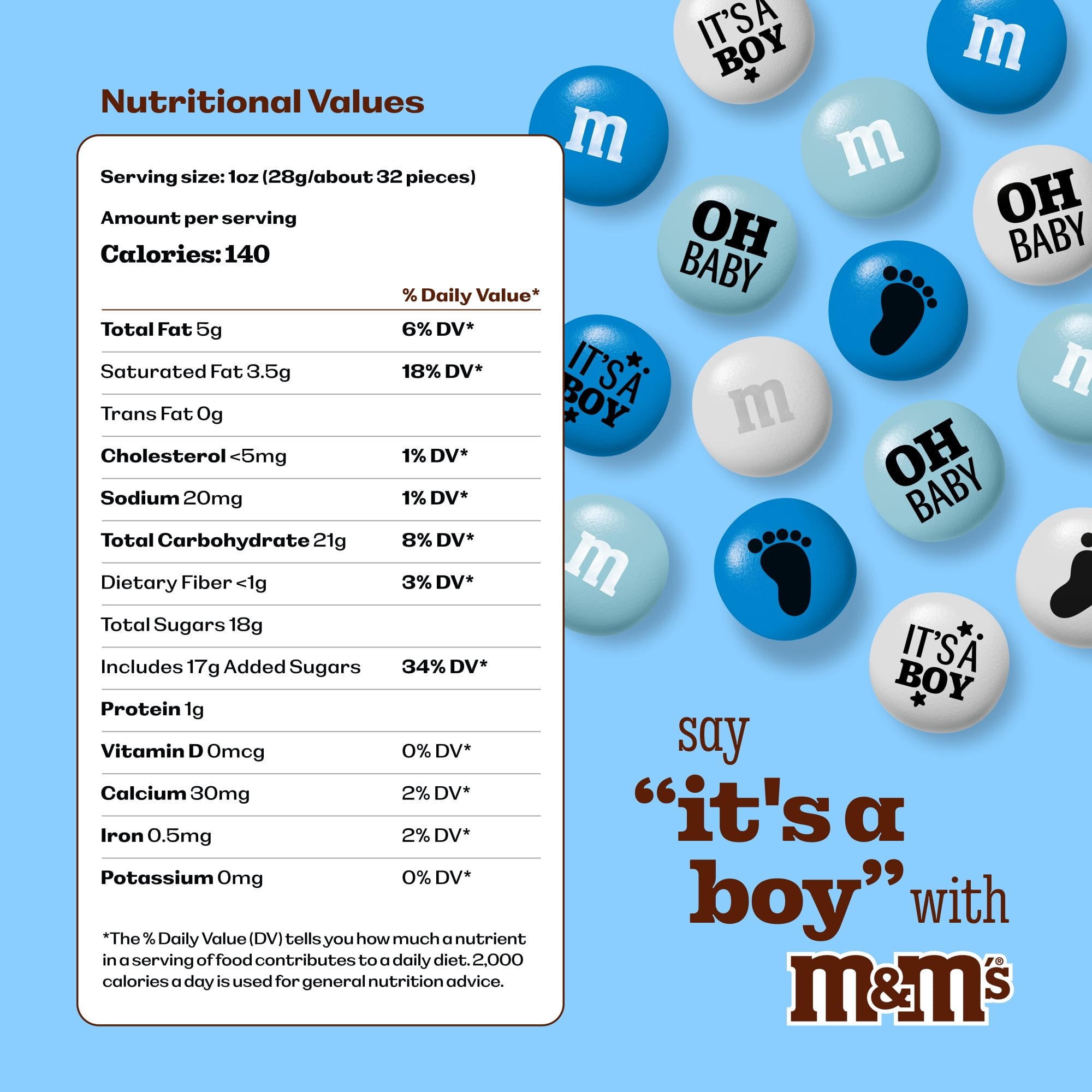 M&M'S Milk Chocolate Candy for Baby Shower and Gender Reveal (Blue and White, 5 lb) v1u6m