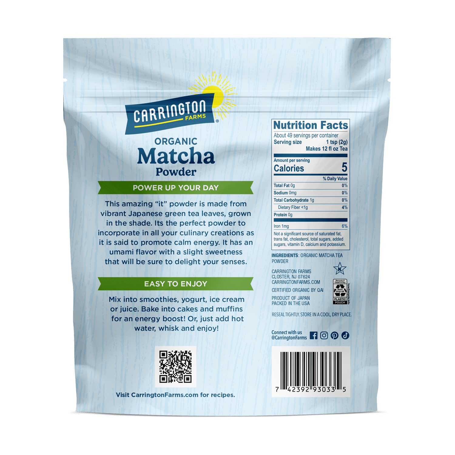 Carrington Farms Organic Matcha Green Tea Powder (Green, 3.5 oz) ga1ec