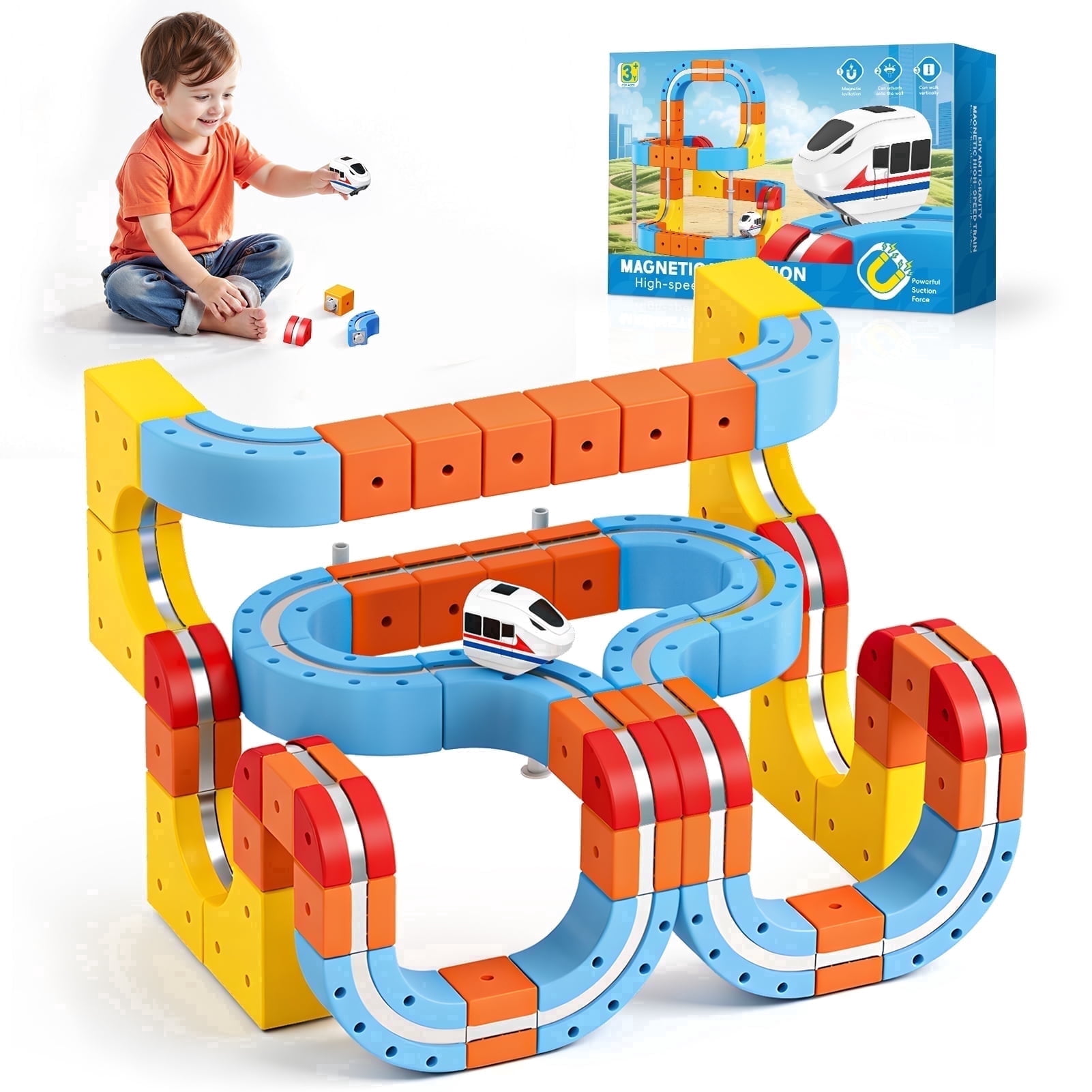 Superwinky Magnetic Car Track Set, STEM Educational Building Toy for Kids (Multicolor, 150 Pieces) kob0o