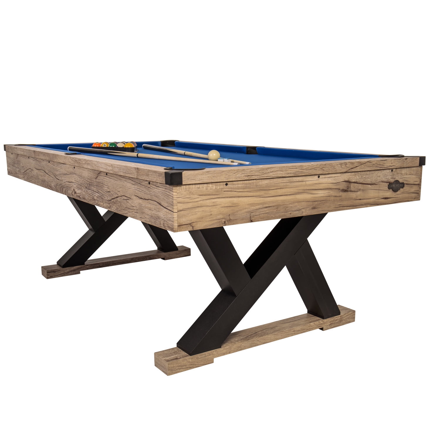 American Legend Kirkwood 84 in Billiard Table with Rustic Blond Finish and Royal Blue Cloth (84 in) kfsxd