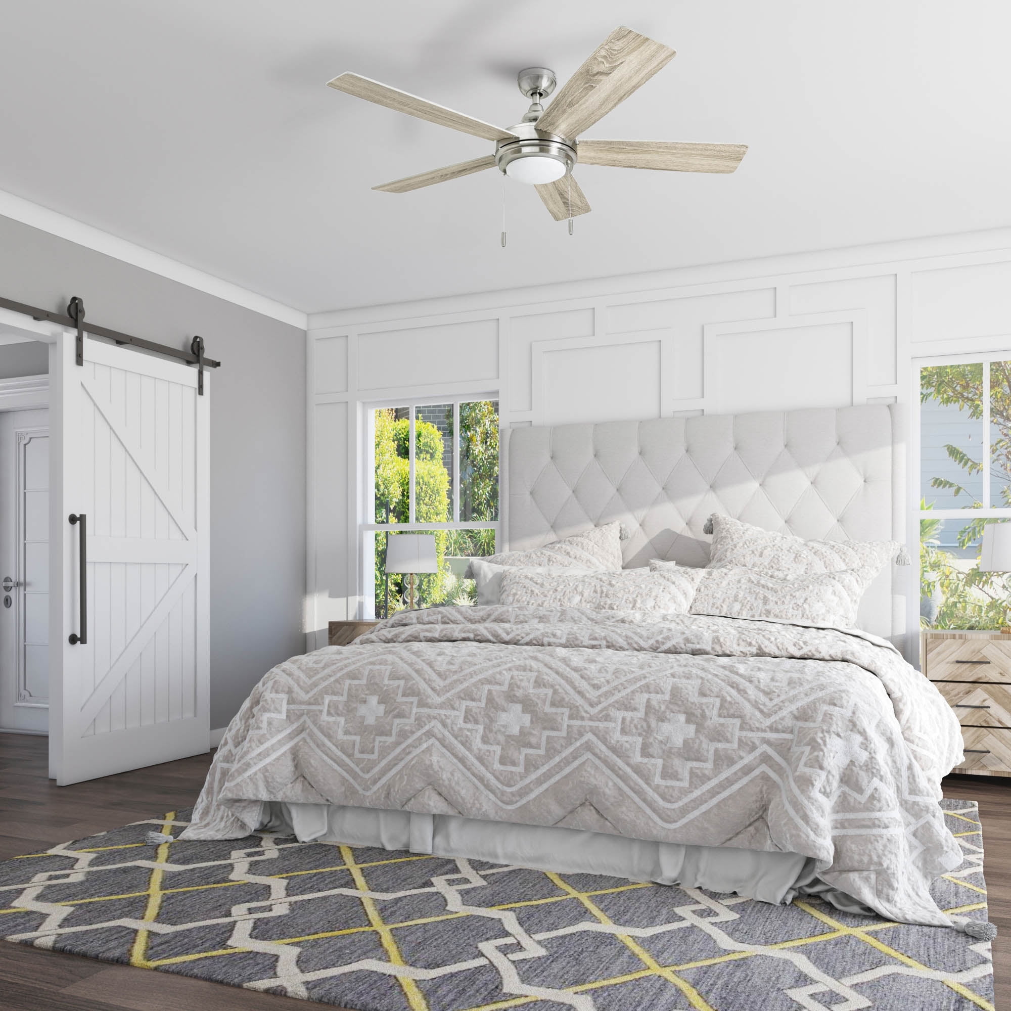 Honeywell Ventnor 52-in Modern LED Ceiling Fan with Integrated Light (Brushed Nickel, 52-in) ji6ap