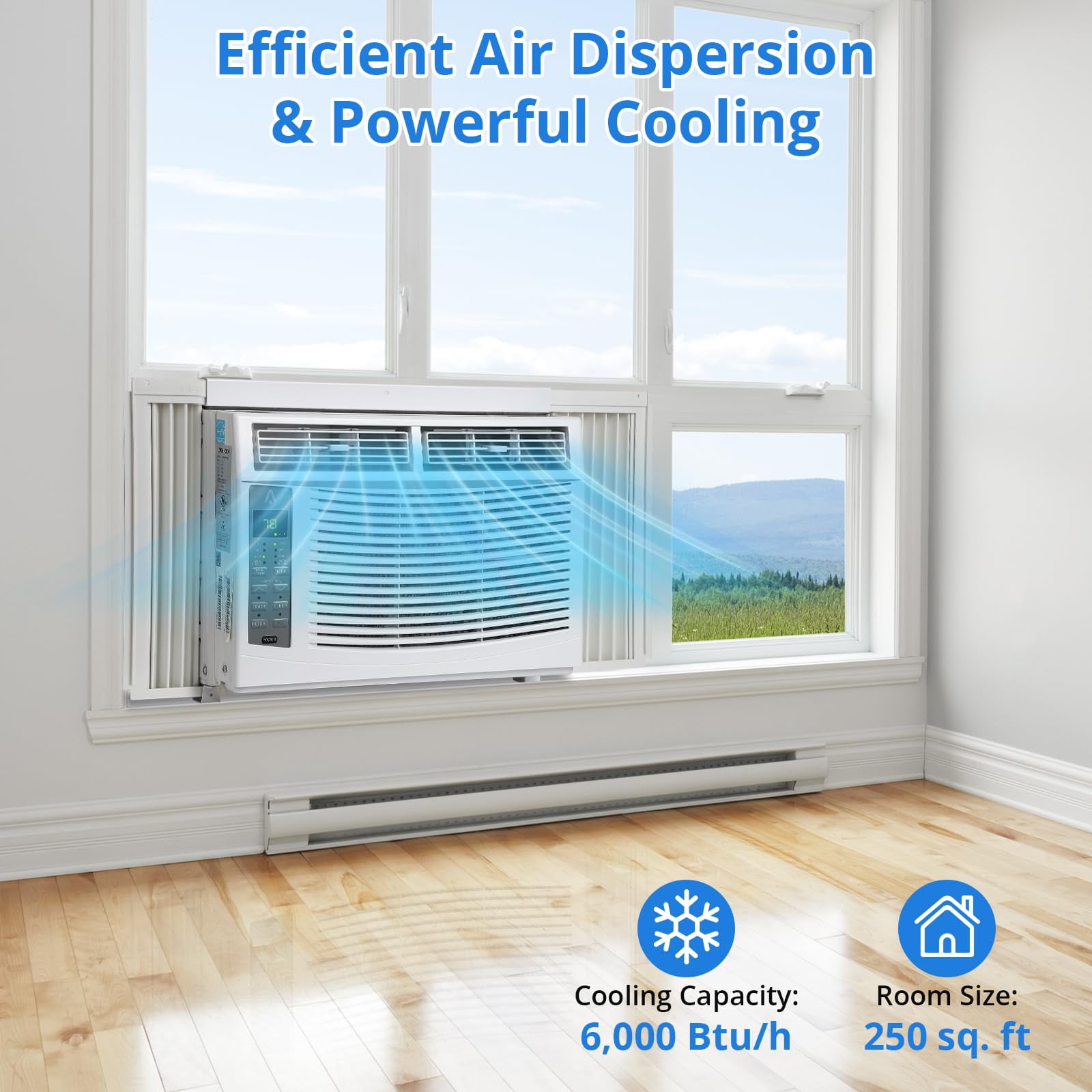 TROPOW Window-Mounted Air Conditioner 6,000 BTU with Remote Control and ECO Mode (White, 350 sq. ft. Coverage) 7buoa
