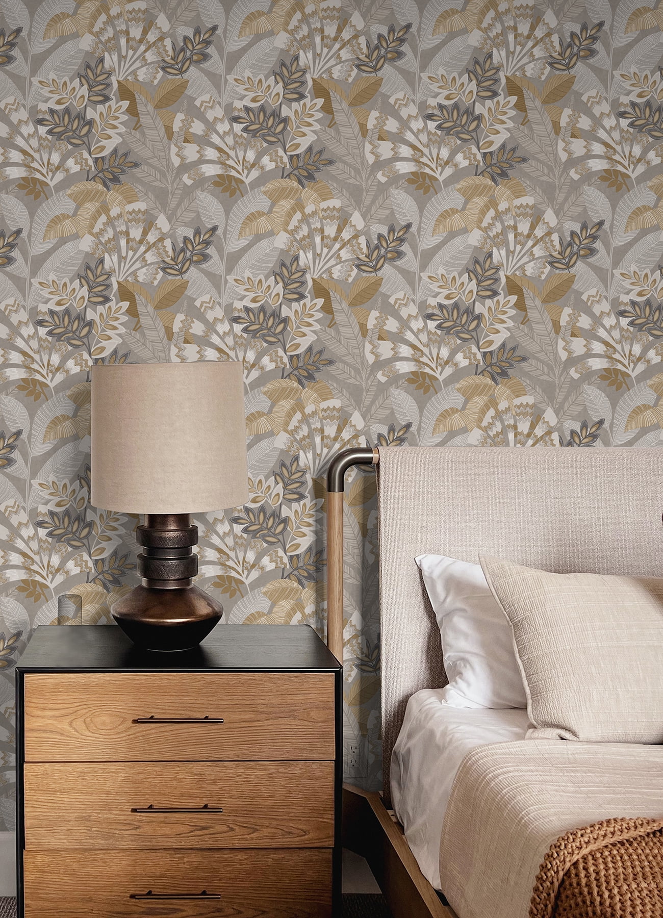InHome Yara Peel and Stick Wallpaper Botanical Wall Decor (Taupe, 20.5 in x 18 ft) aasbr