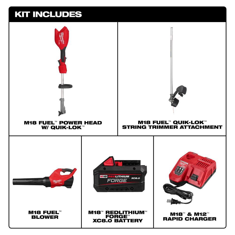 Milwaukee M18 FUEL 16 in. Brushless Cordless String Trimmer and Blower Combo Kit (Black, 2-Tool) u1ipu