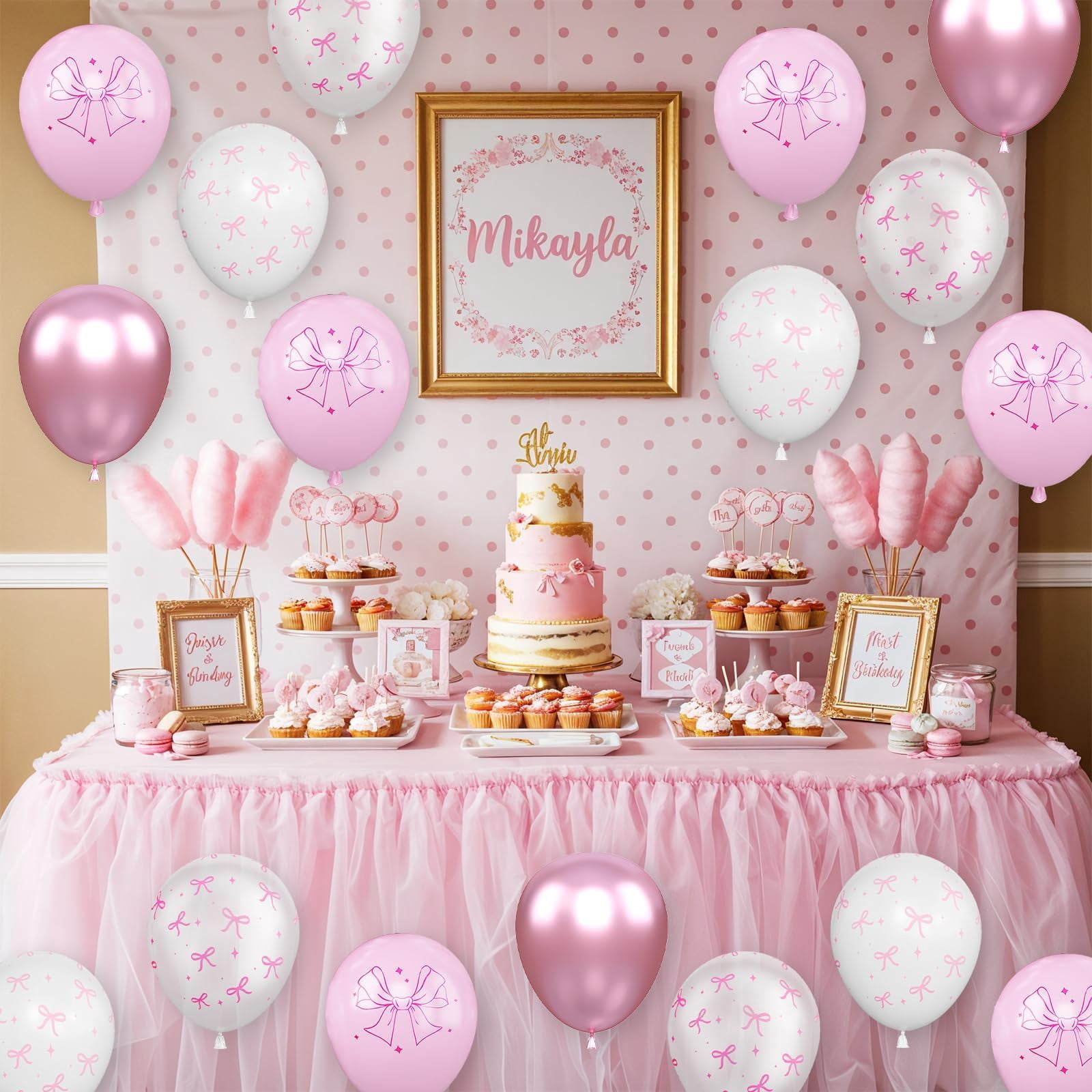 SMF Pink Bow Balloons Party Decoration Set (Light Pink, 50 Pcs, 12 in) b8le9