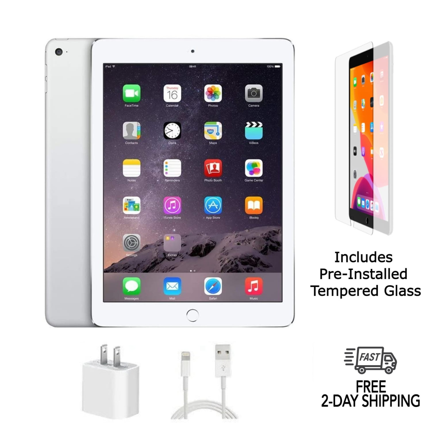 Apple iPad Air 2 A1567 Tablet (WiFi + Cellular Unlocked) 9.7-inch Retina Display (Silver, 16GB) ctbz8