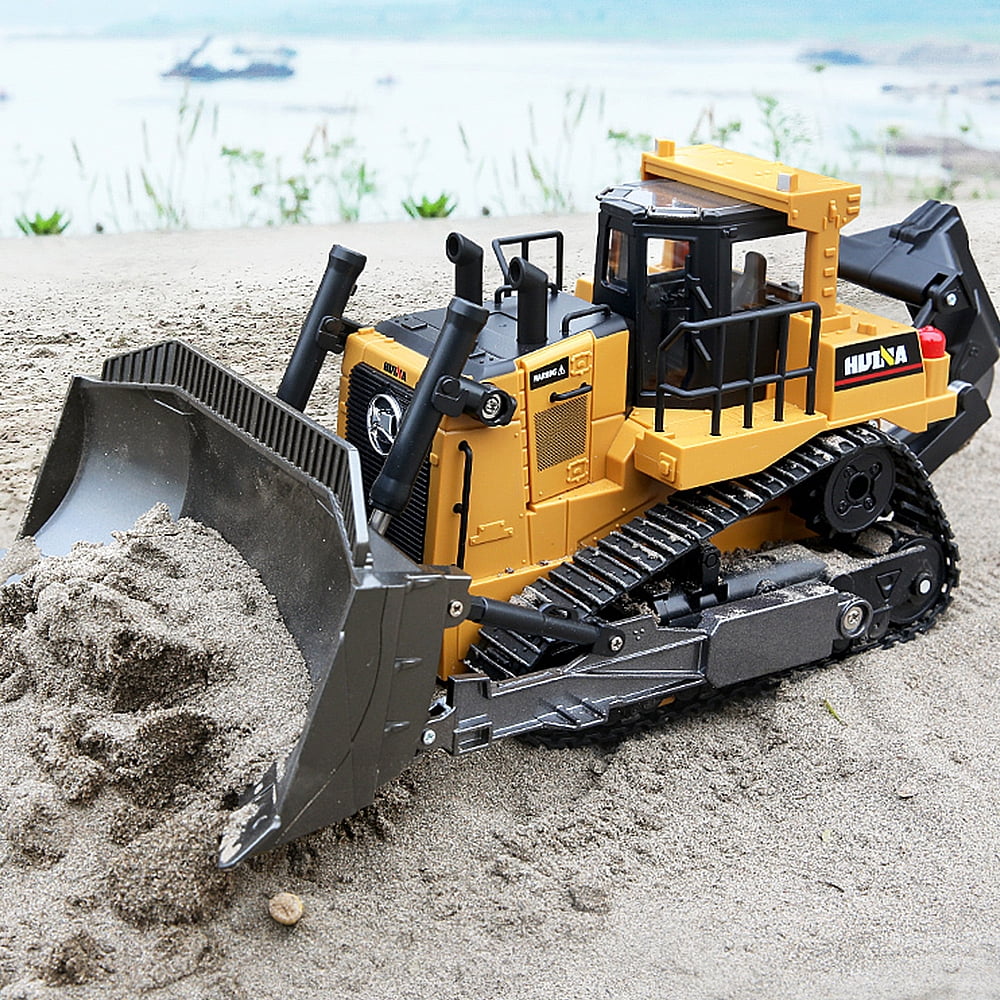 Fisca 1/16 Remote Control Bulldozer, RC Construction Tractor with Metal Ripper and Lights (Yellow, 14.8 in) tk2ok