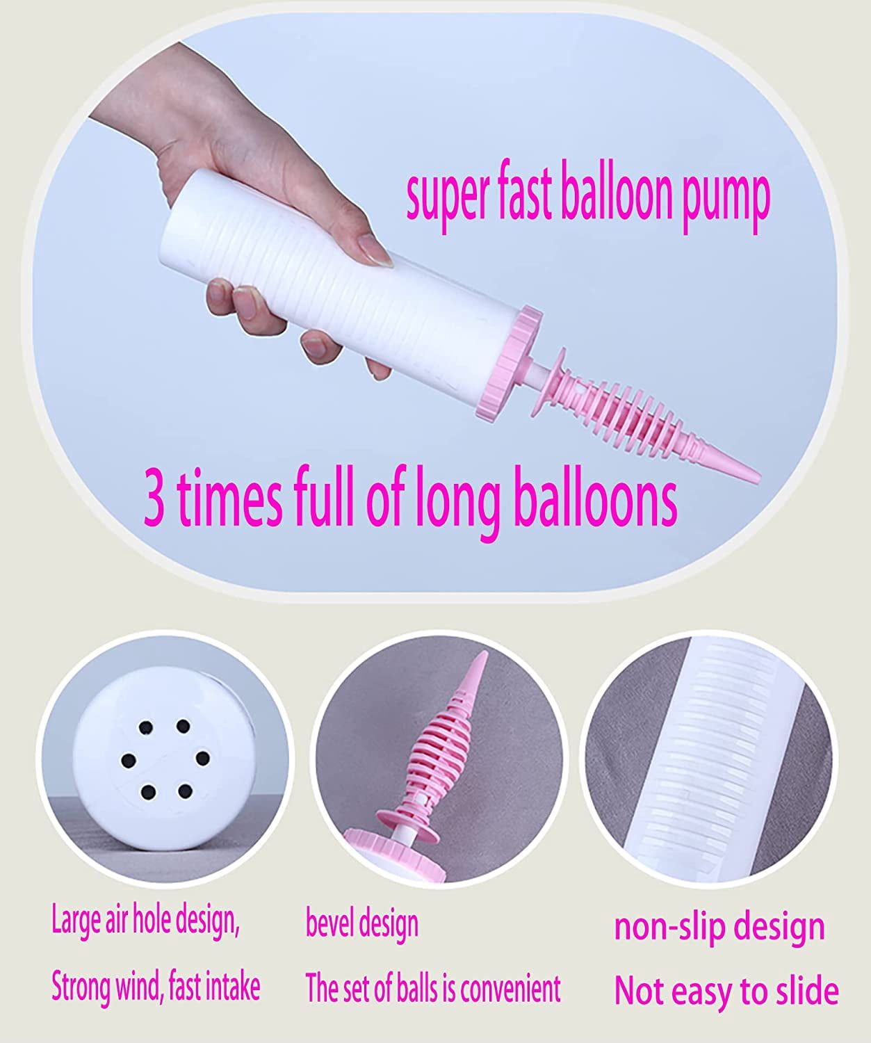 Generic Balloon Pump Handheld Two-Way Dual Action Inflator for Latex and Foil Balloons (Pink, 1 Piece) c79ck