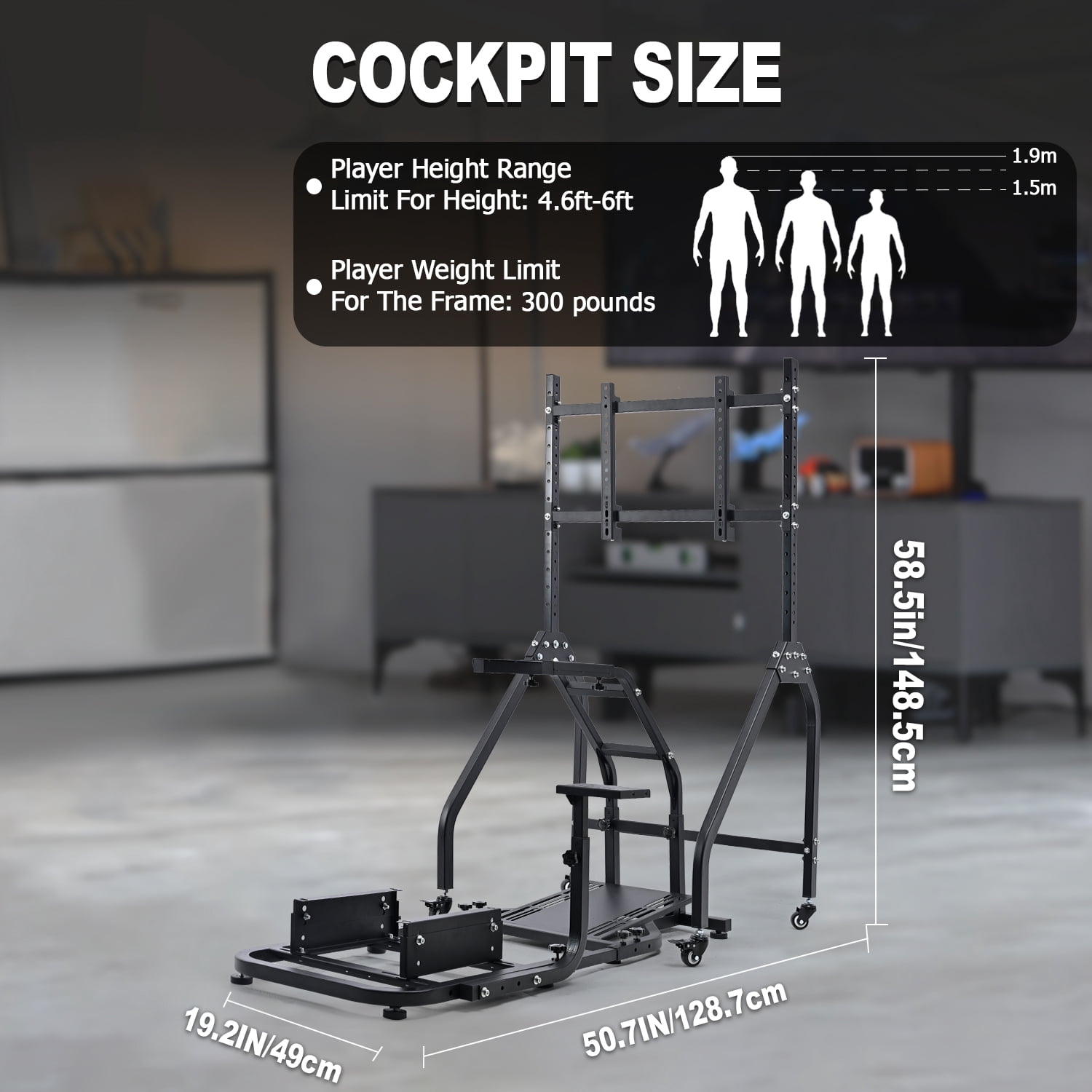 Marada Racing Simulator Cockpit with Single Monitor Mount (Black, 250 lb Capacity) f8cbe