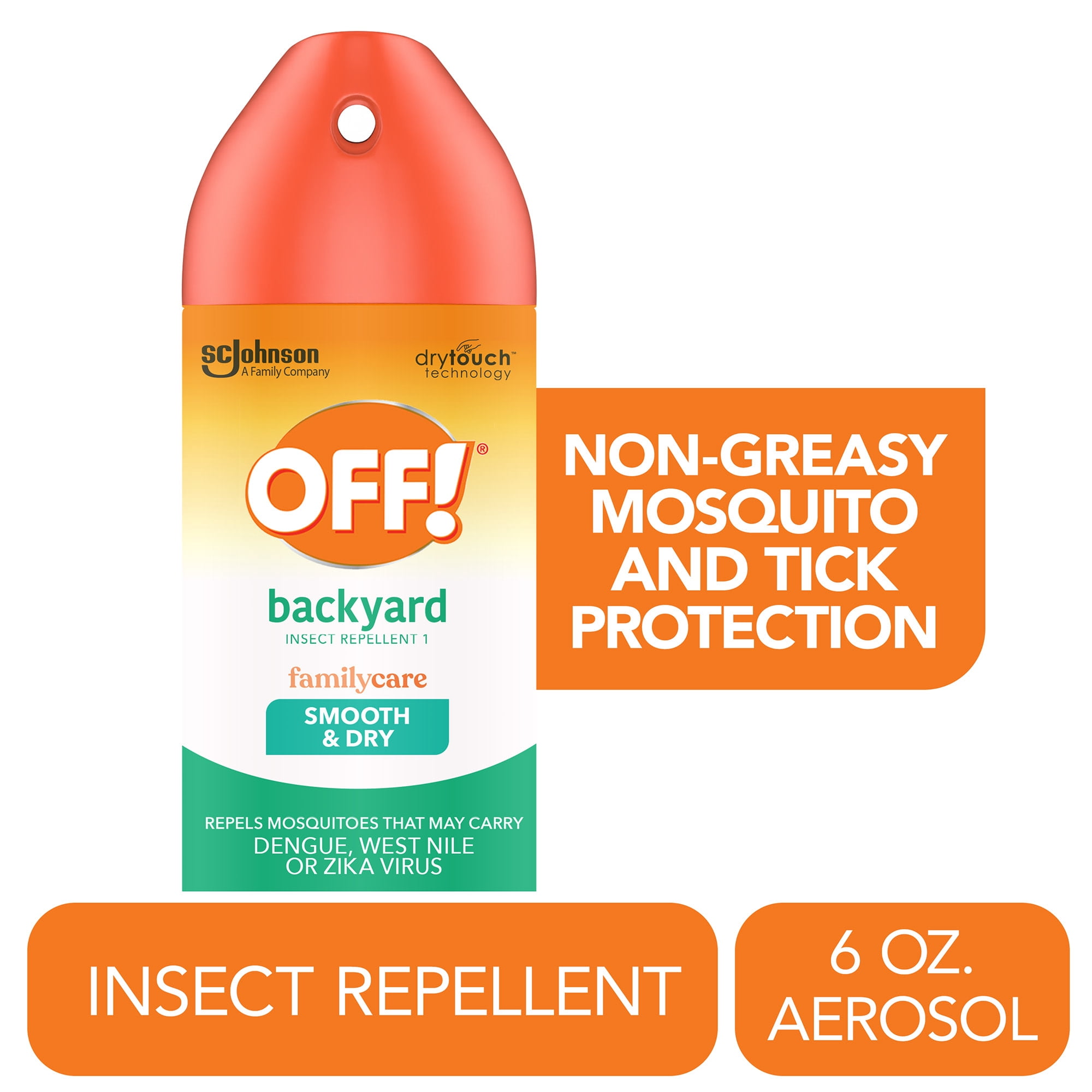 OFF! Backyard FamilyCare Smooth & Dry Mosquito Repellent, Non-Greasy Insect Spray (6 oz) 05vh6
