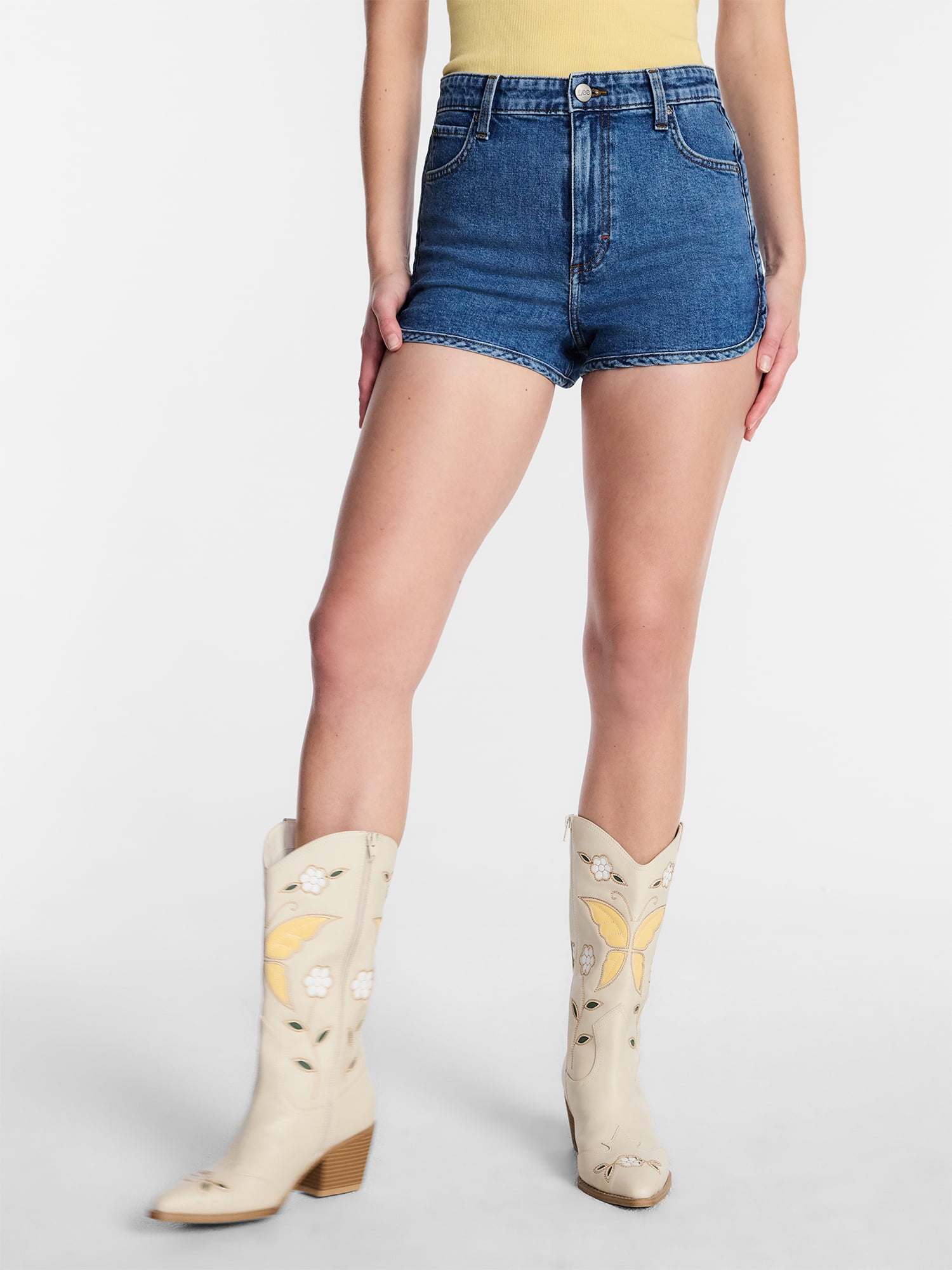 Kacey Lee Women's High Rise Shorts, Classic Denim Casual Fit (Medium Wash, Size 4) xplbd