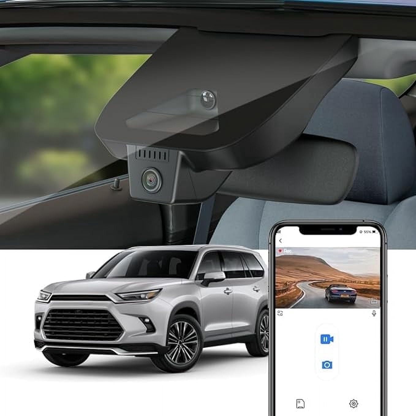 FITCAMX 4K Dash Cam for 2024-2026 Toyota Grand Highlander (OEM Factory Look, WiFi, 64GB Card) 5gx8n
