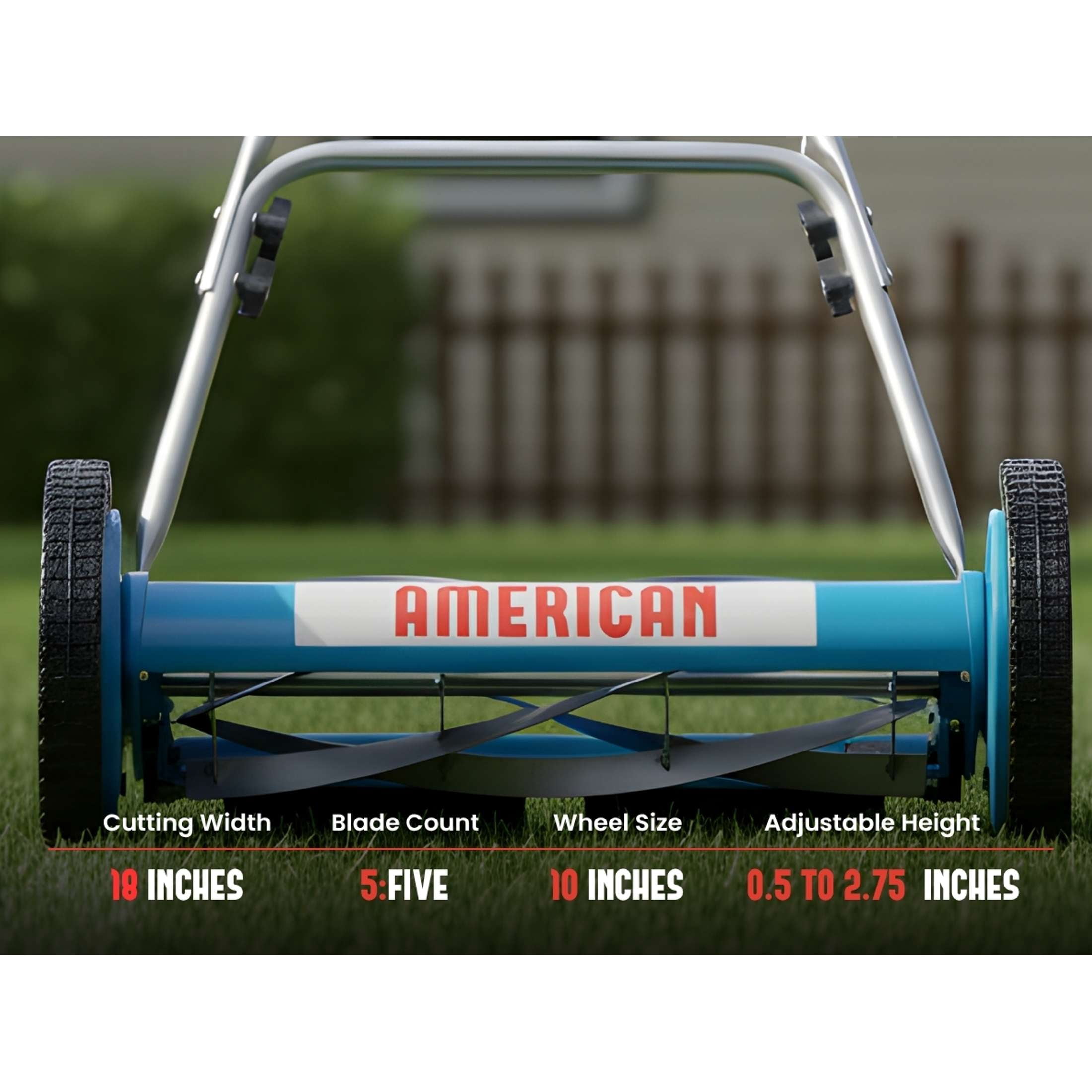 American Lawn Mower 18-Inch 5-Blade Reel Push Lawn Mower (Blue, 18 in) x0bsh