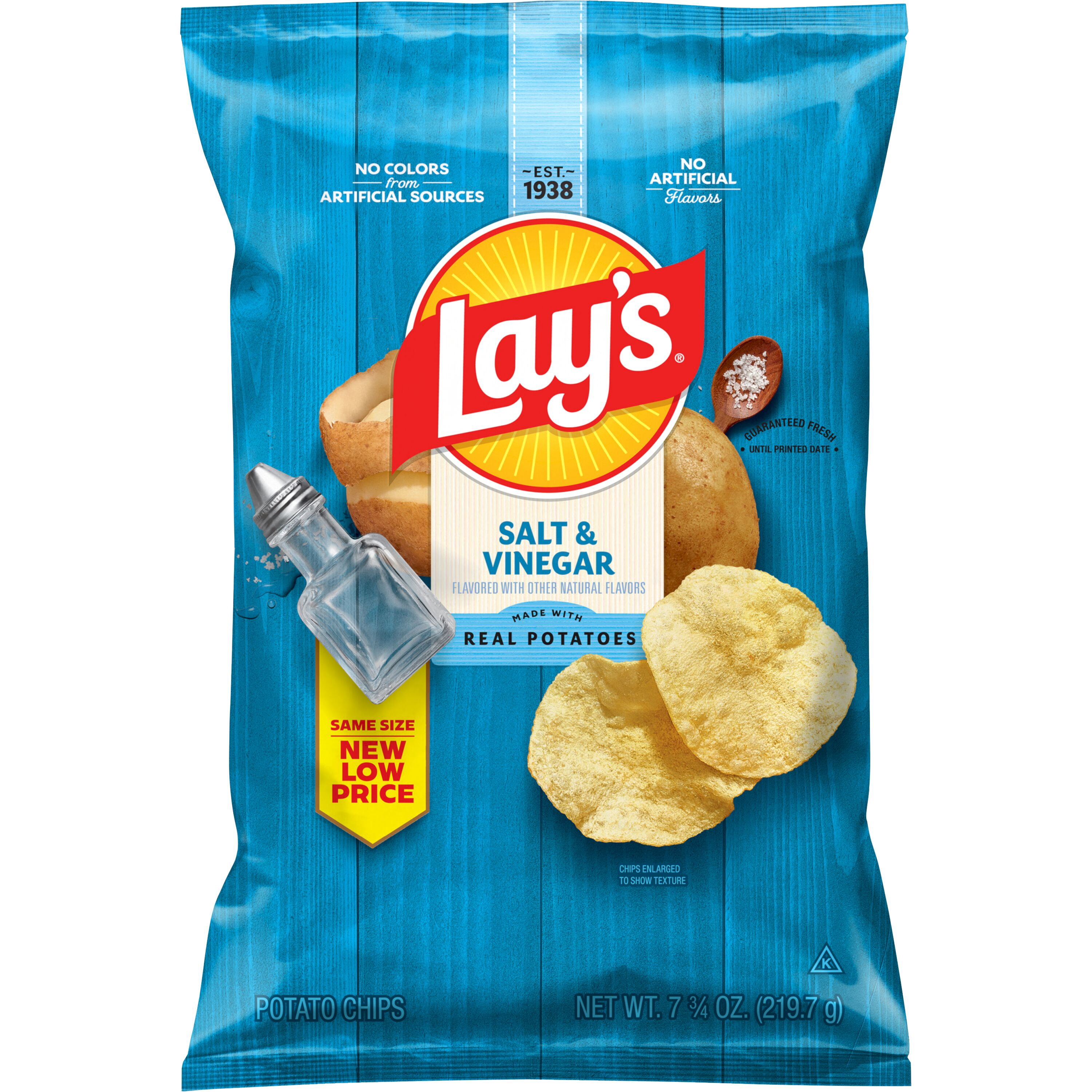 Lay's Salt & Vinegar Potato Chips, Crispy Savory Snack (7.75 oz) 8n27p