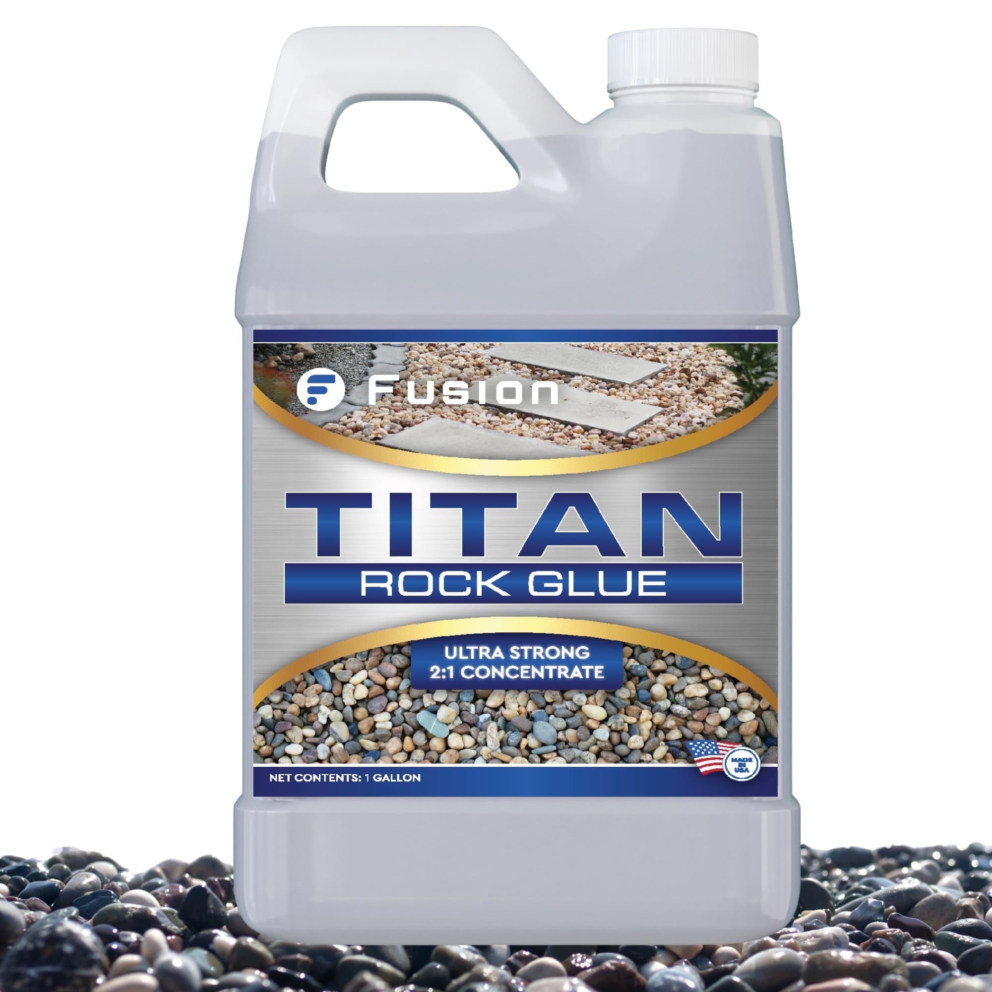 Fusion Rock Glue for Landscaping, Ultra Strong Adhesive for Rocks and Gravel (128 fl oz) 5h3w2