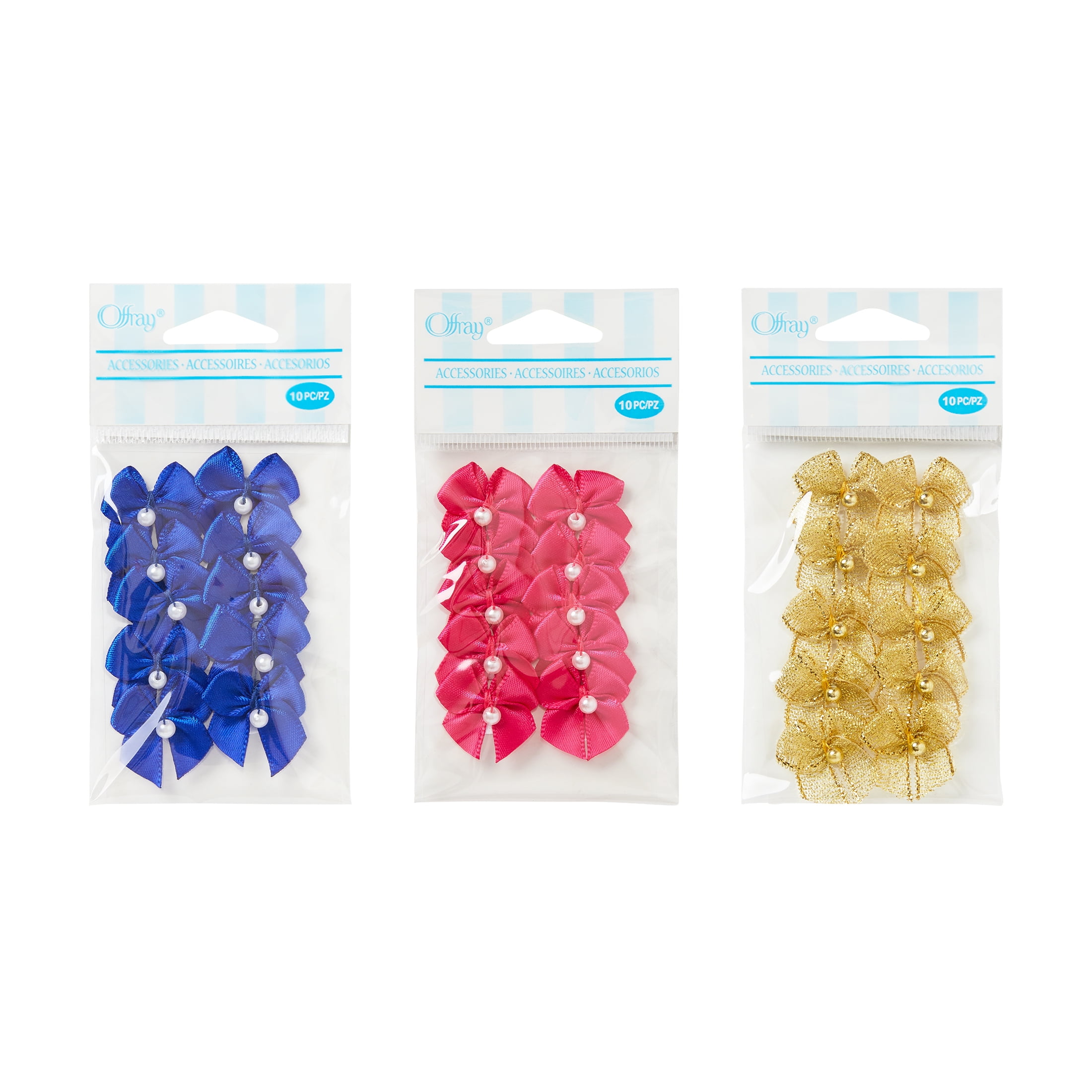 Offray 2-Loop Bow with Pearl Accessory for Crafts and Hair Clips (Hot Pink, 0.625 in, 40 count) bwxi2
