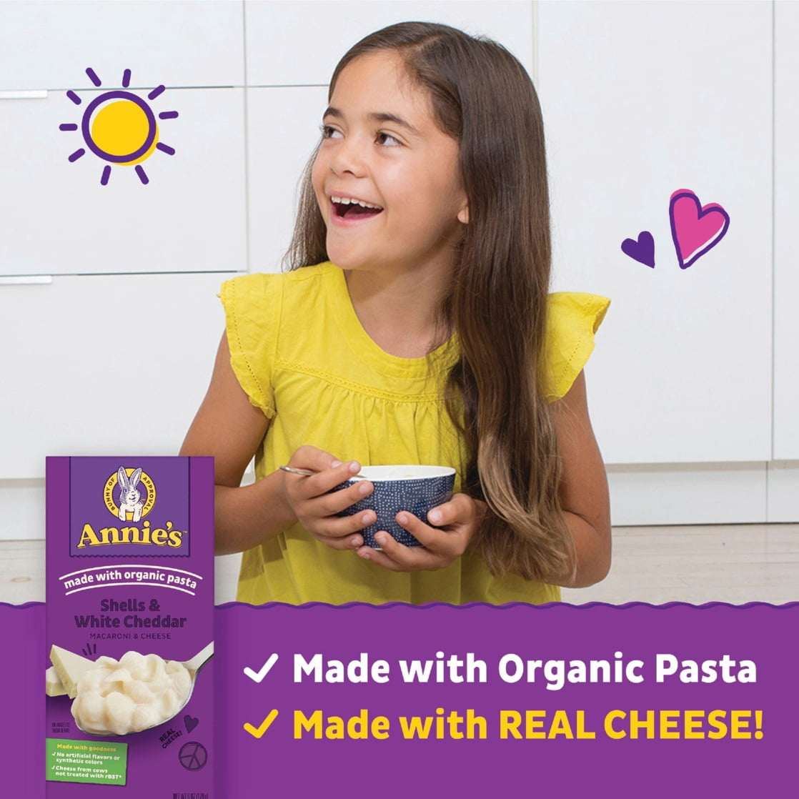 Annie's White Cheddar Shells Macaroni and Cheese with Organic Pasta (White, 12 Pack, 6 oz) ww6xu