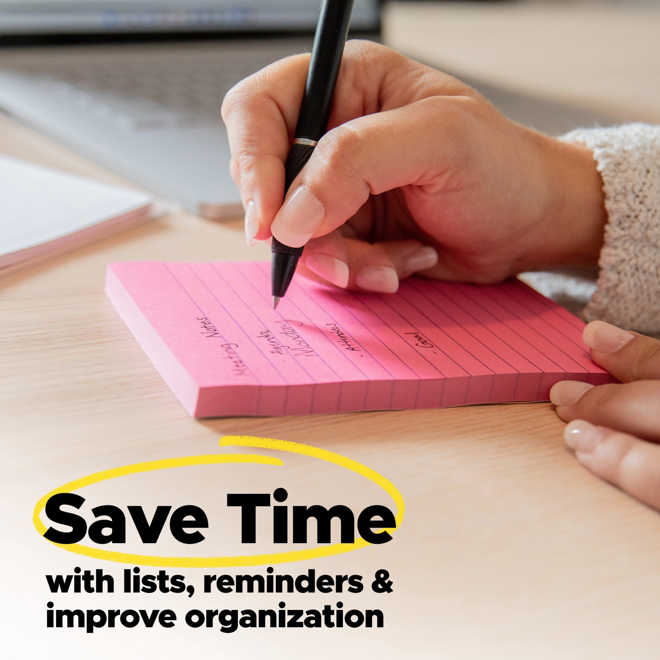 Post-it Super Sticky Lined Notes, Extra Adhesive Reminders for Office and School (Canary Yellow, 4 in x 6 in, 5 Pads) vmvhi