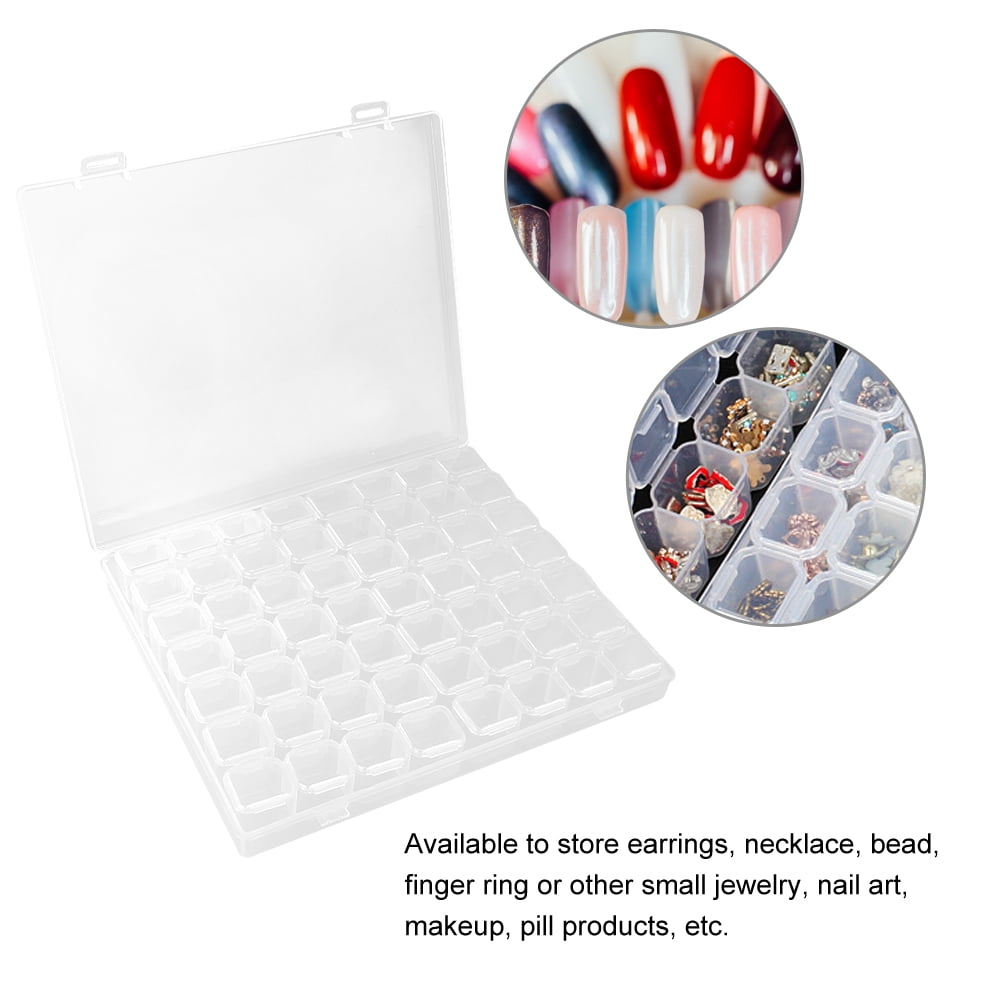 LIYJTK 56 Slot Diamond Painting Storage Container, Adjustable Plastic Bead Organizer for Nail Art and Craft Supplies (Clear, 56 Slots) ybaud
