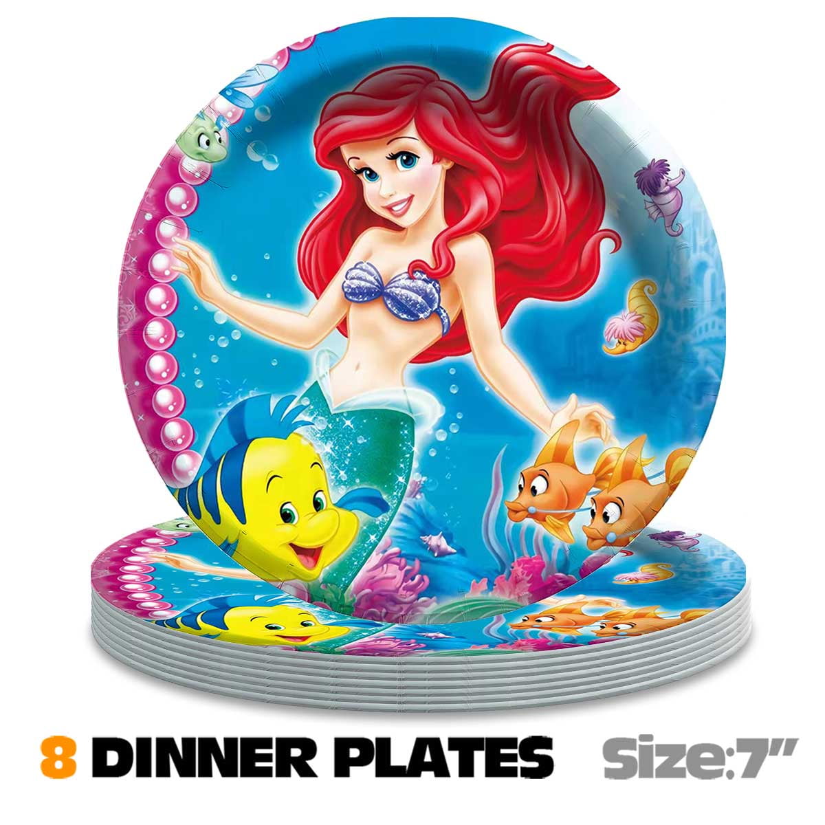XYUJUNTAN Mermaid Birthday Party Supplies Set with Backdrop, Plates, and Cake Toppers (1 Set) 9nrjc