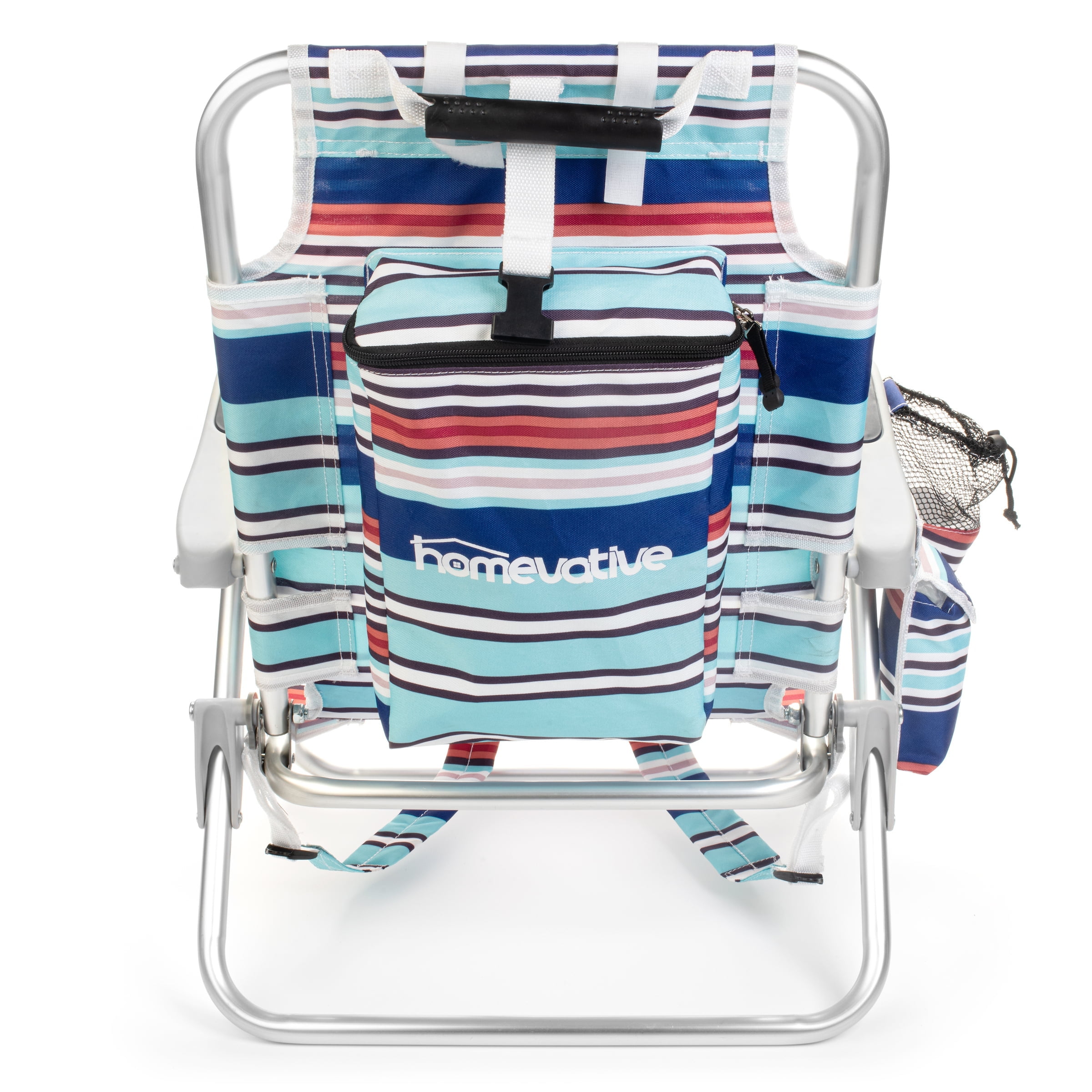 Homevative Folding Backpack Kids Beach Chair with Storage Pouch and Cup Holder (Blue, 1 Pack) 77f3p