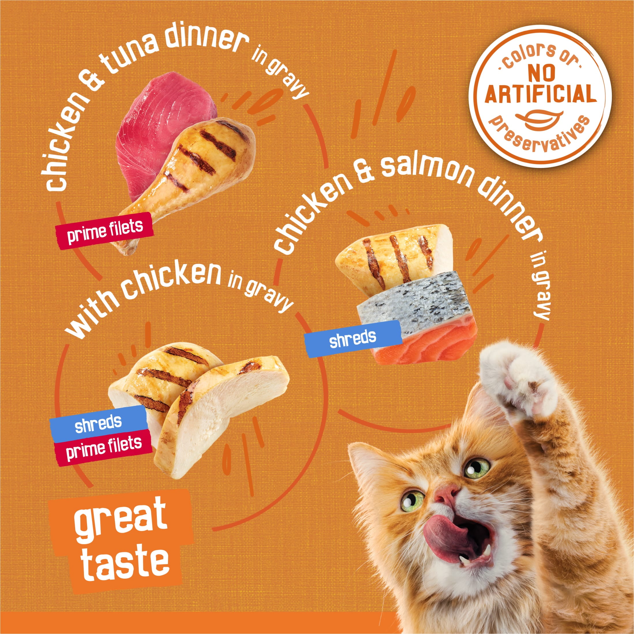 Friskies Gravy Wet Cat Food Variety Pack, Chicken Lovers Prime Filets and Shreds (32 Count, 5.5 oz) te736