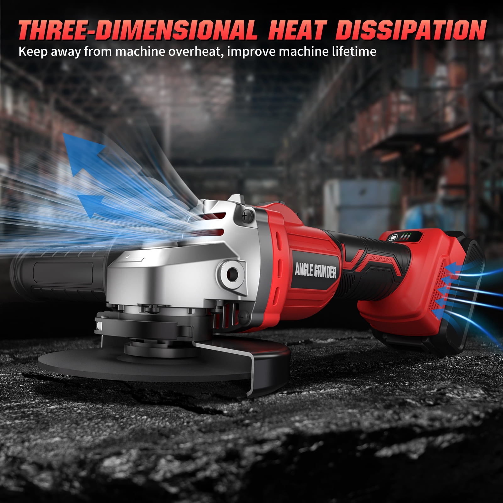 Generic Brushless Cordless Angle Grinder, 18V Power Tool for M18 Li-Ion Batteries, 8500RPM Grinding and Cutting Tool (4.5 in) cdo8o