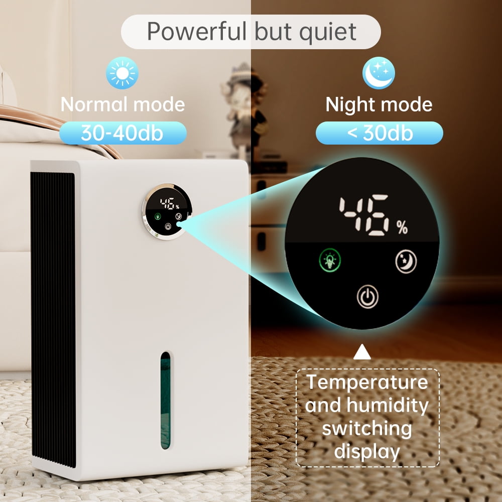 Topteng Dehumidifier for Home, Quiet Portable Air Dryer with LED Touch Screen and 7-Color Ambient Light (White, 120 oz) iqgjl