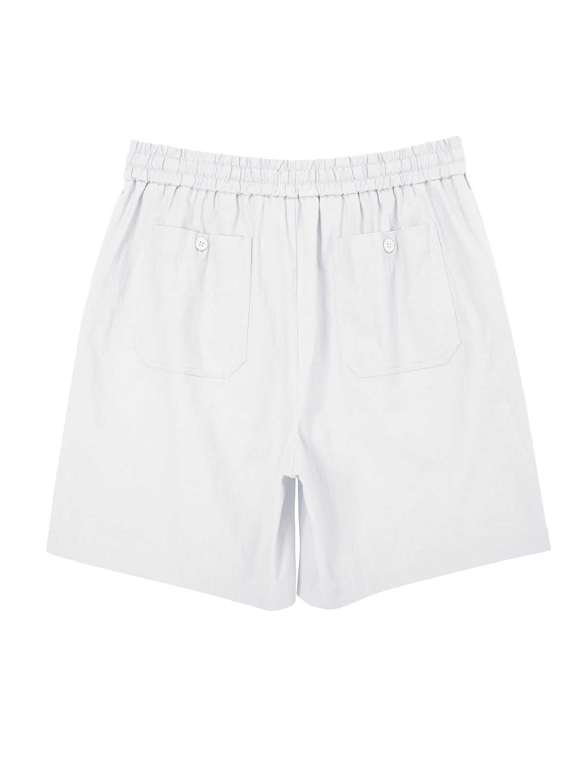 Iceglad Mens Cotton Linen Shorts Casual Summer Beach Drawstring Shorts (White, Large) eqllz