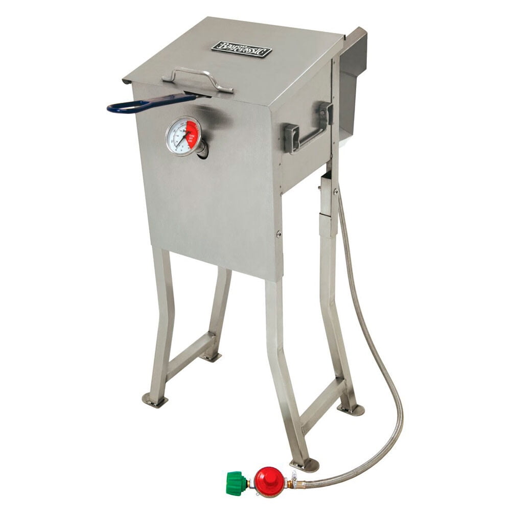 Bayou Classic Stainless Steel Deep Fryer with Thermometer and High Pressure Regulator (Silver, 2.5 gal) er4i7